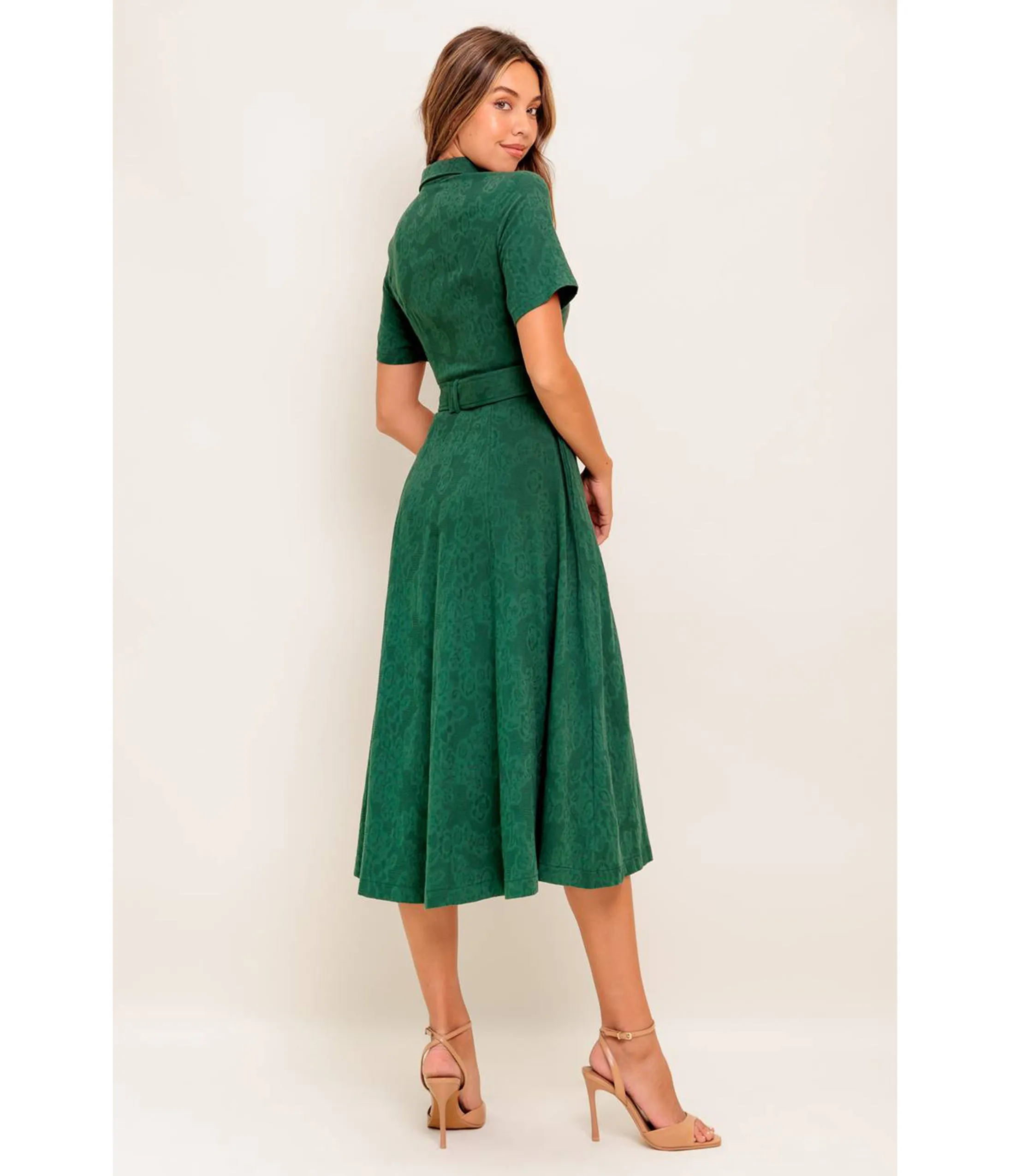 Green Jacquard Cotton Midi Dress sold by Unique Vintage product image thumbnail 2