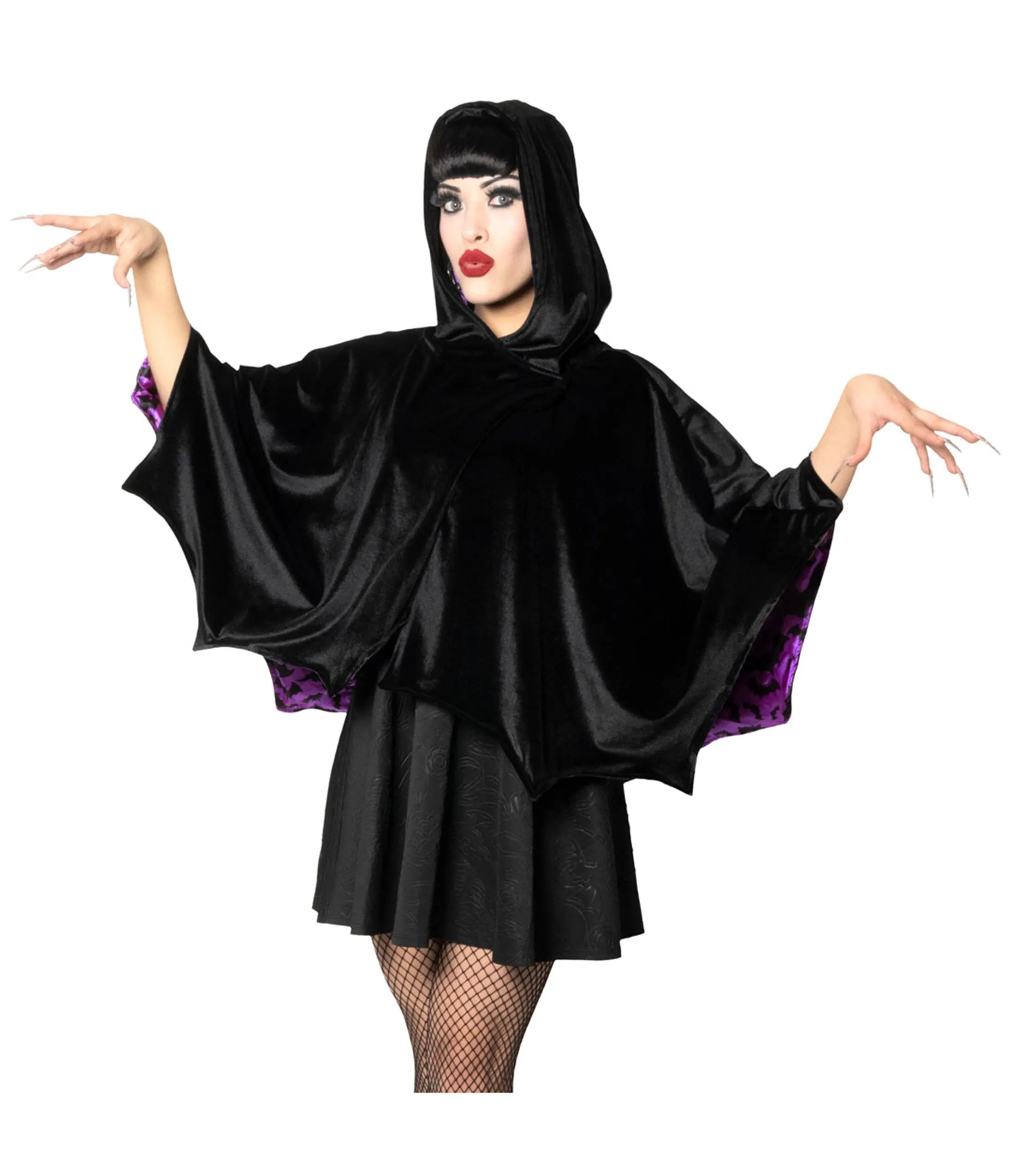 Black Velvet Bat Wing Cape sold by Unique Vintage product image thumbnail 2