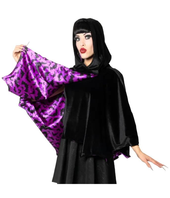 Black Velvet Bat Wing Cape sold by Unique Vintage