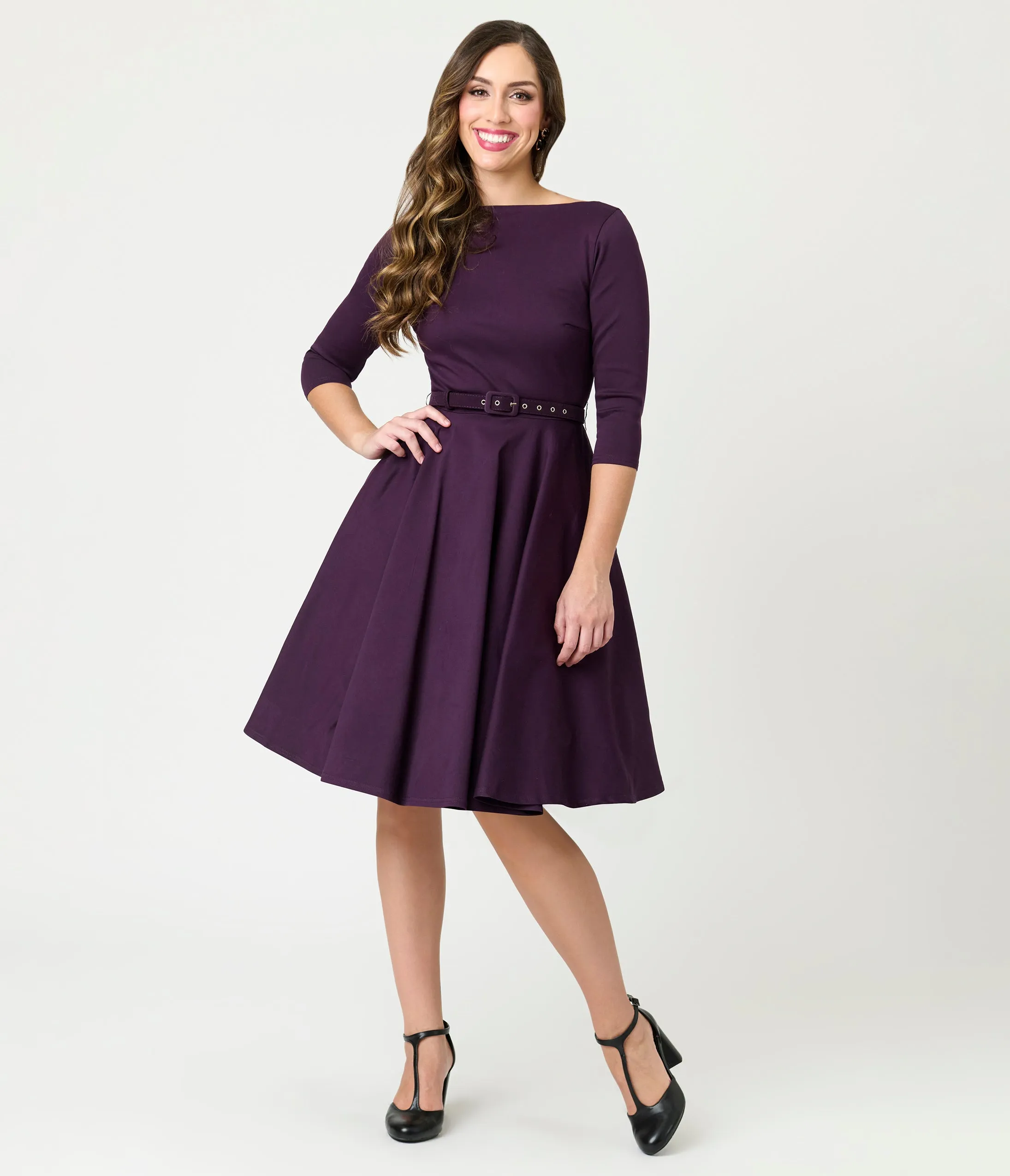 Unique Vintage Eggplant Devon Swing Dress sold by Unique Vintage product image thumbnail 3