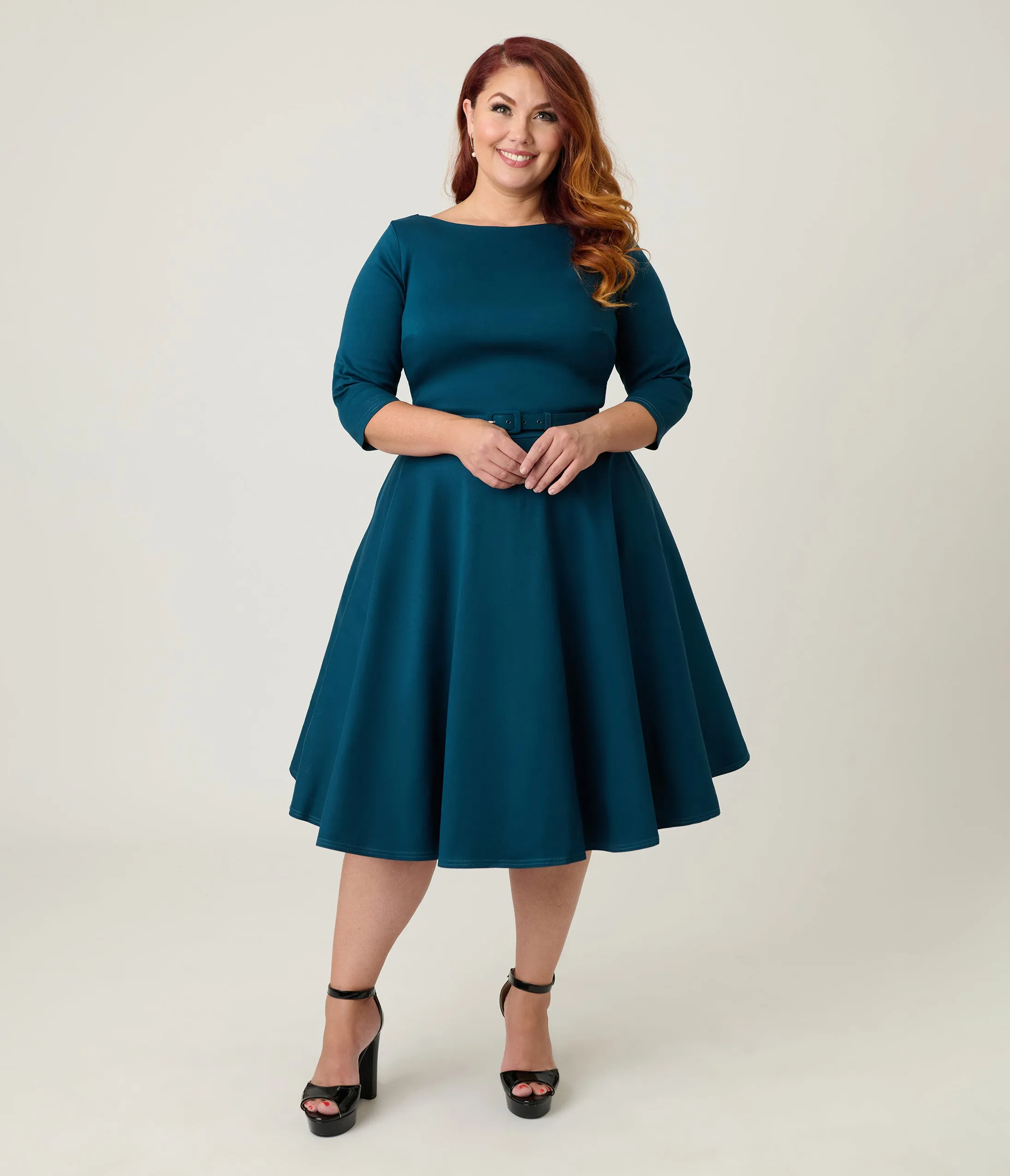 Unique Vintage Plus Size Dark Teal Devon Swing Dress sold by Unique Vintage product image thumbnail 3