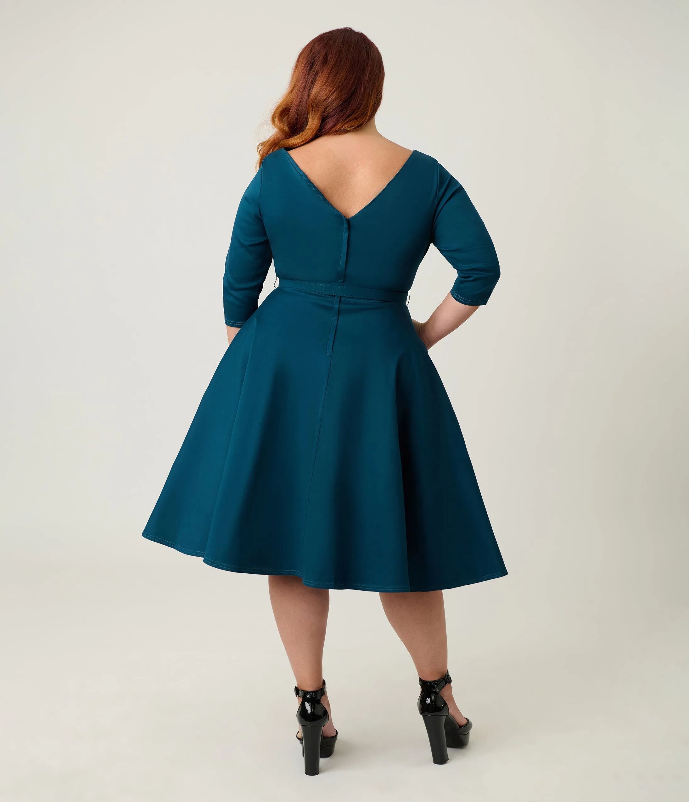 Unique Vintage Plus Size Dark Teal Devon Swing Dress sold by Unique Vintage product image thumbnail 2