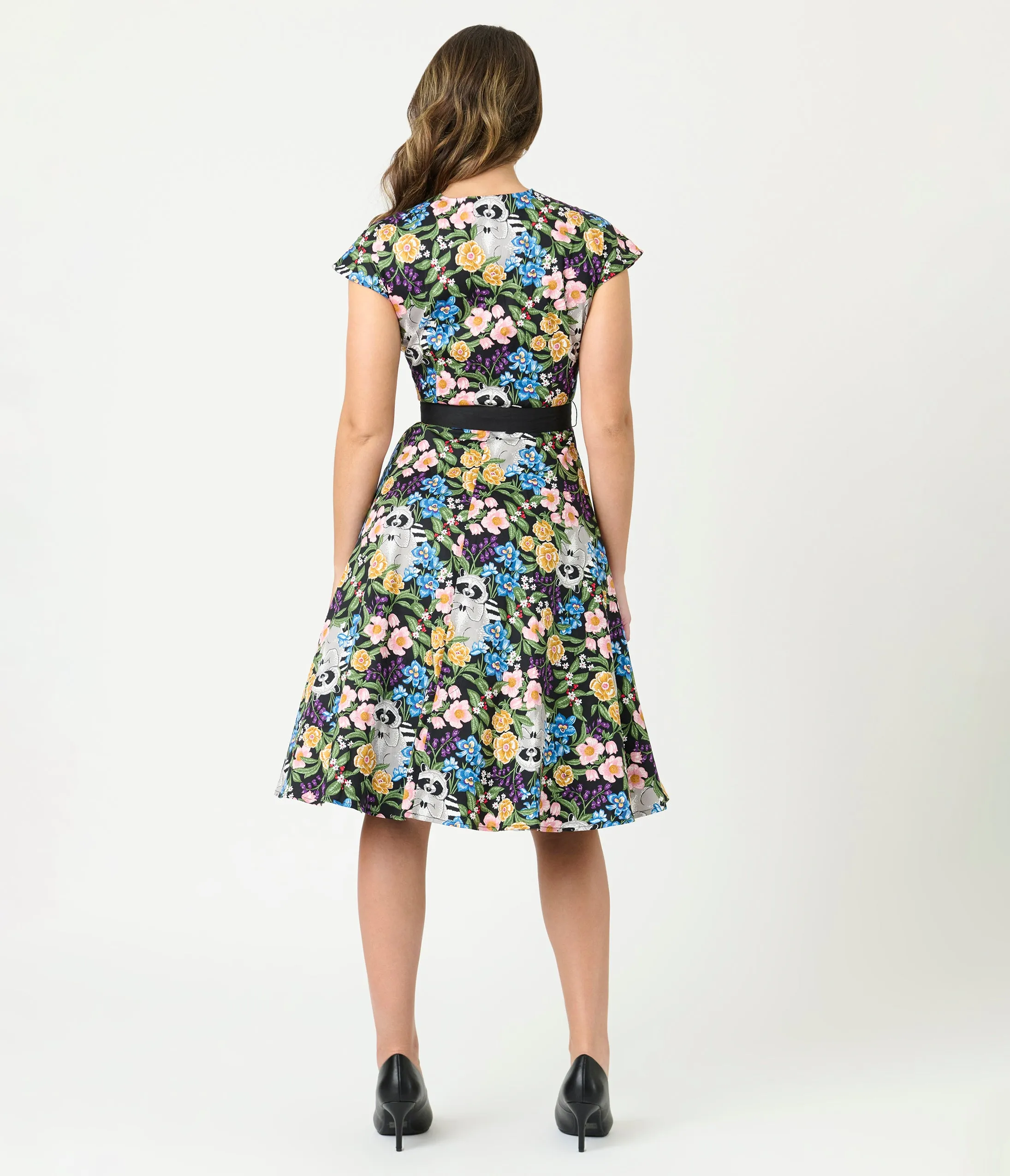 Unique Vintage Raccoon Floral Print Hedda Swing Dress sold by Unique Vintage product image thumbnail 2