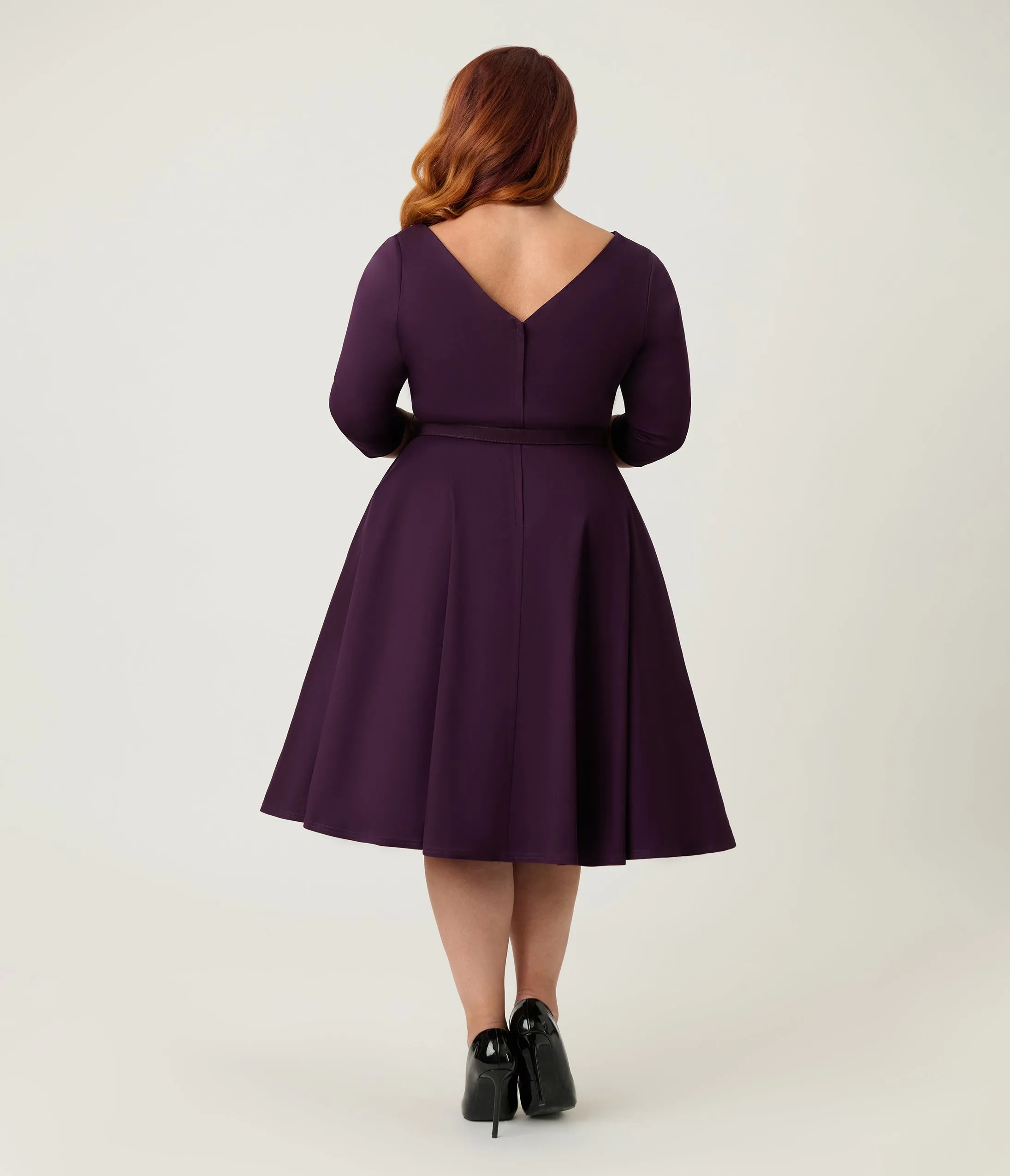 Unique Vintage Plus Size Eggplant Devon Swing Dress sold by Unique Vintage product image thumbnail 2
