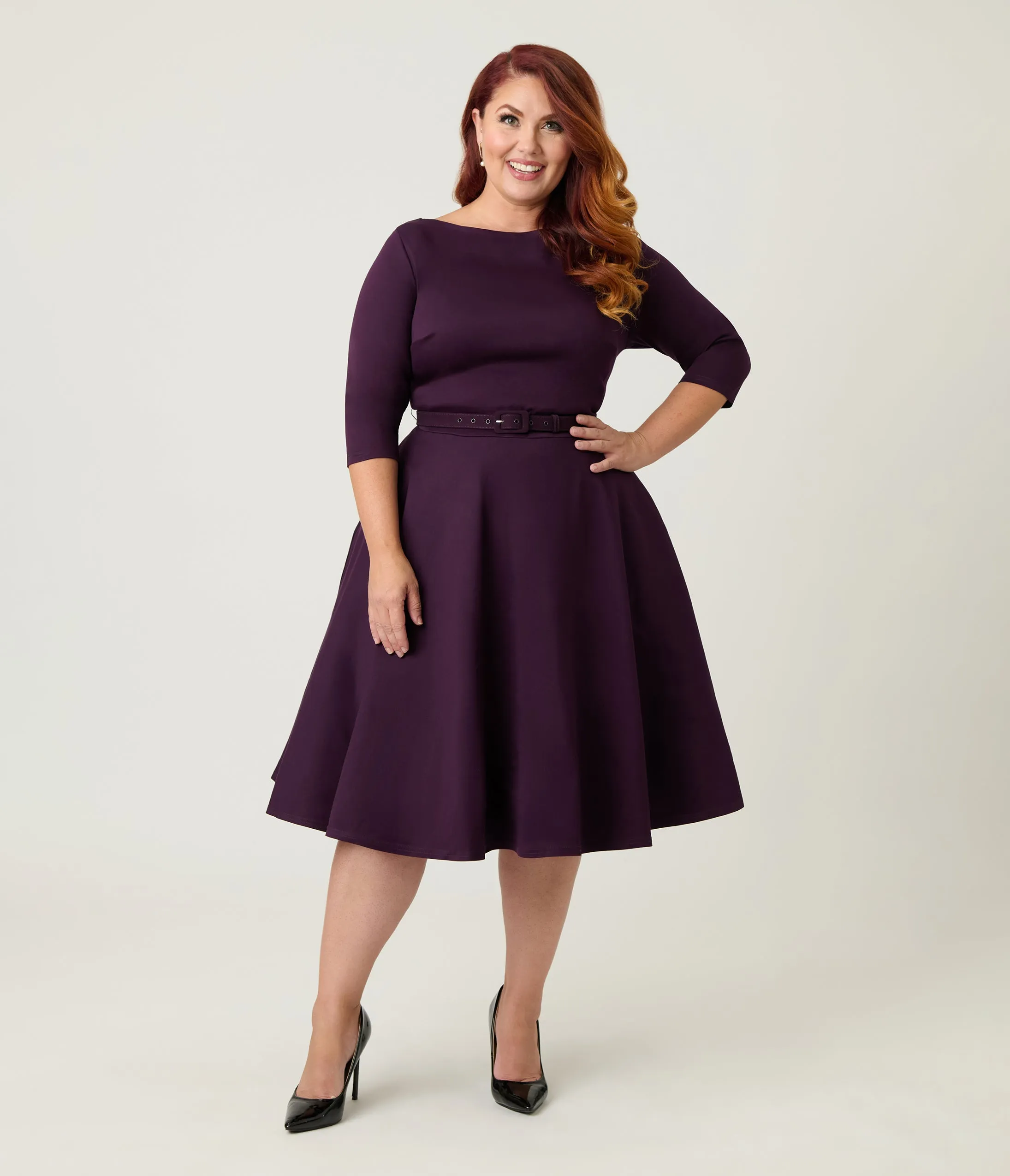 Unique Vintage Plus Size Eggplant Devon Swing Dress sold by Unique Vintage product image thumbnail 4