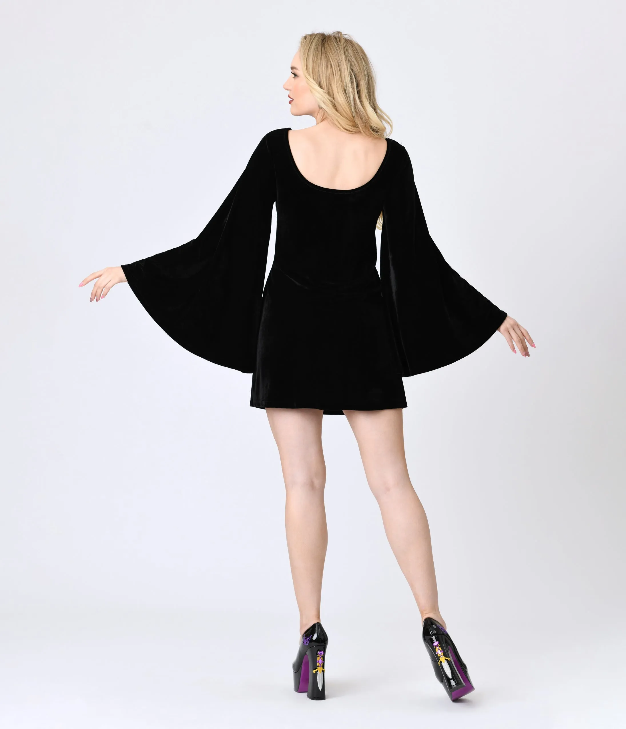 Smak Parlour Black Velvet Moon Cutout Downtown Scene Mini Dress sold by Unique Vintage product image thumbnail 5