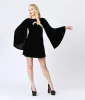 Smak Parlour Black Velvet Moon Cutout Downtown Scene Mini Dress sold by Unique Vintage