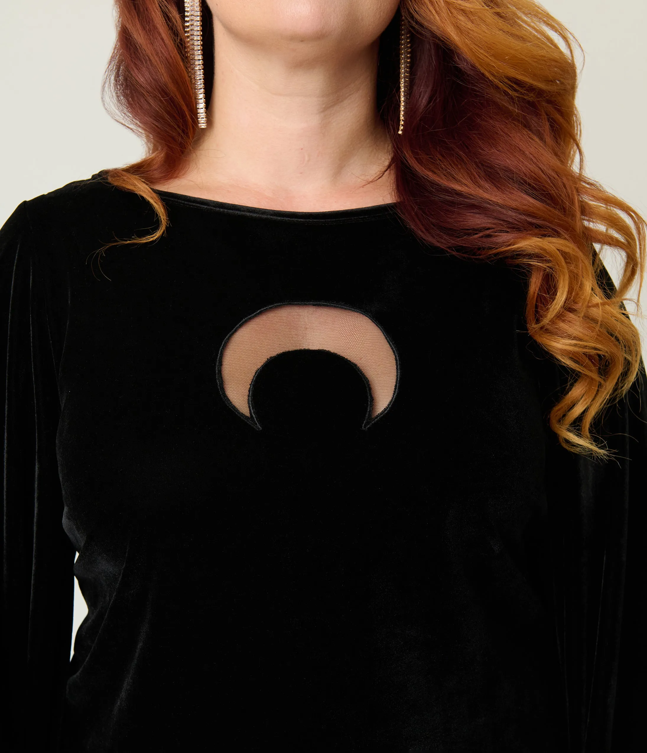 Smak Parlour Plus Size Black Velvet Moon Cutout Downtown Scene Mini Dress sold by Unique Vintage product image thumbnail 5