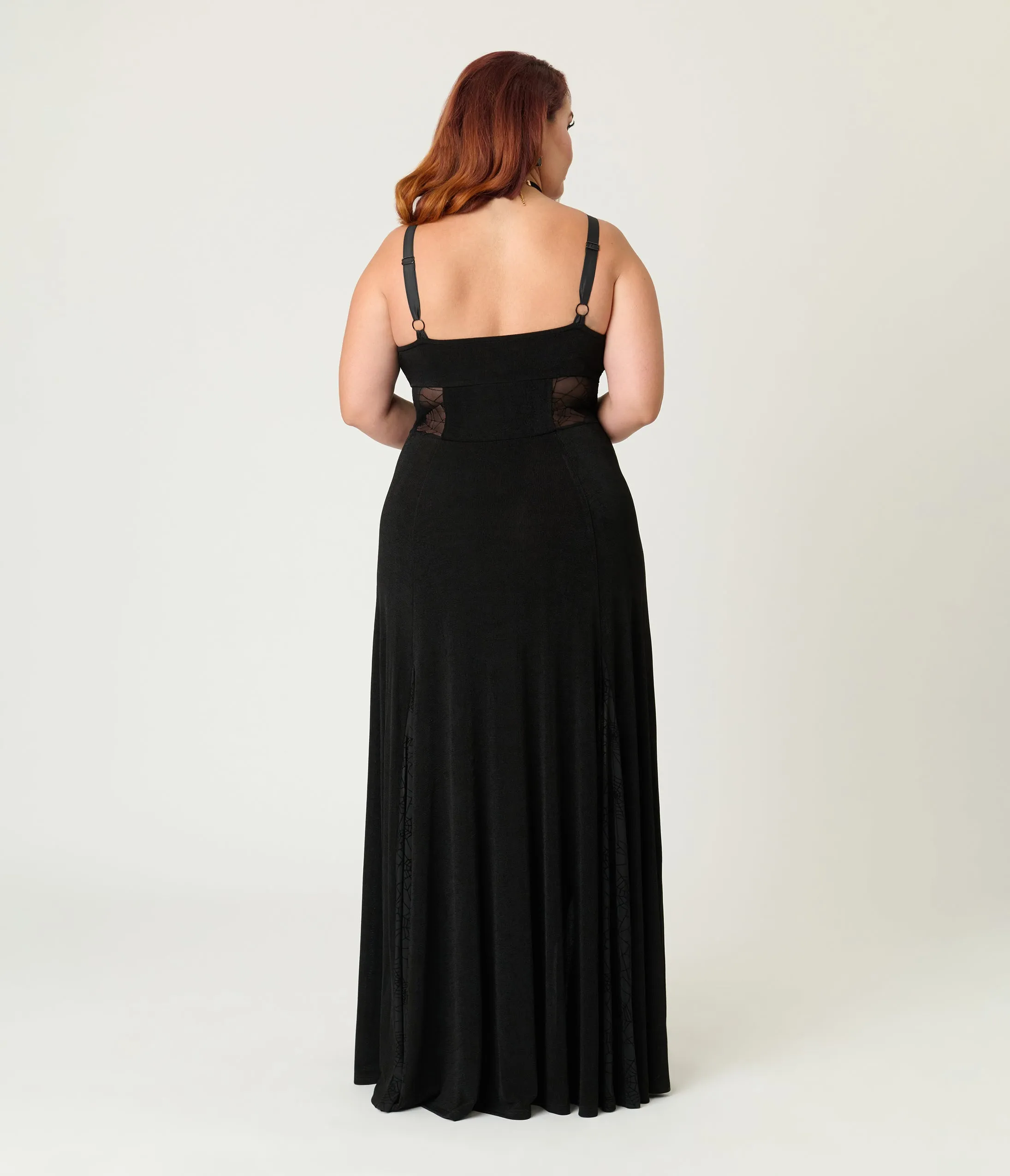 Unique Vintage Plus Size Black Sheer Spiderweb Godet Maxi Dress sold by Unique Vintage product image thumbnail 2