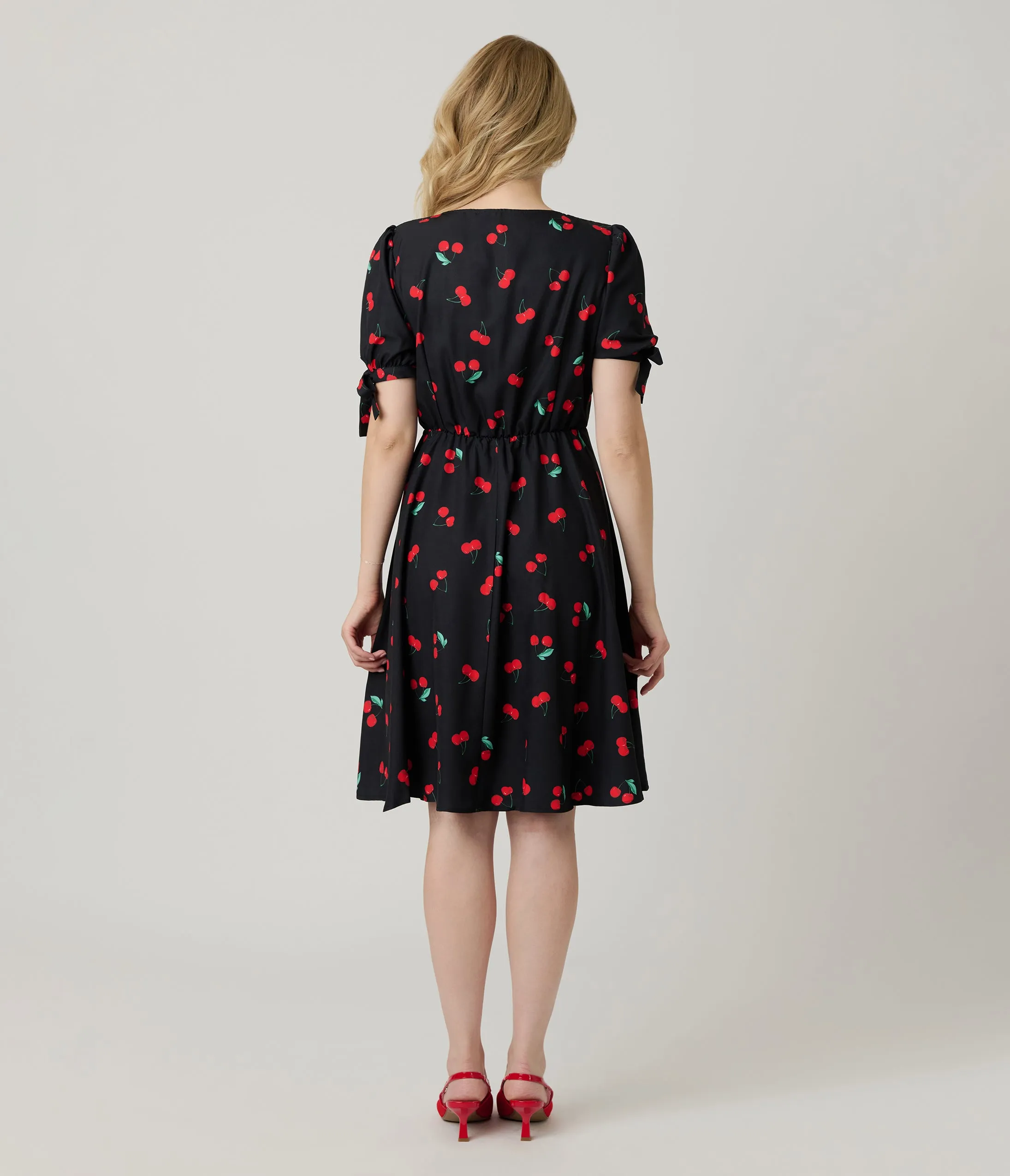 Black & Cherry Print Fit & Flare Dress sold by Unique Vintage product image thumbnail 2