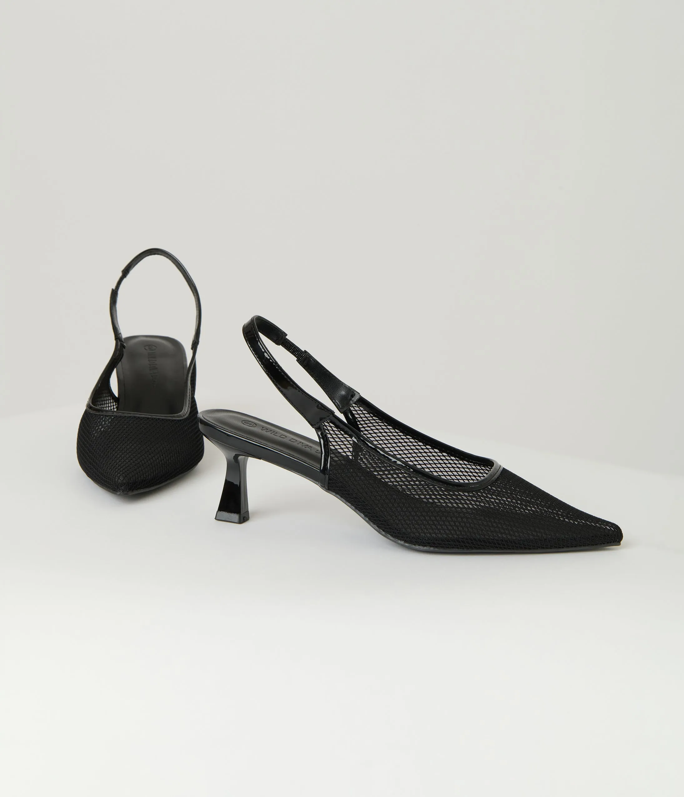 Black Mesh Pointed Toe Slingback Pumps sold by Unique Vintage product image thumbnail 2