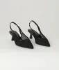 Black Mesh Pointed Toe Slingback Pumps sold by Unique Vintage