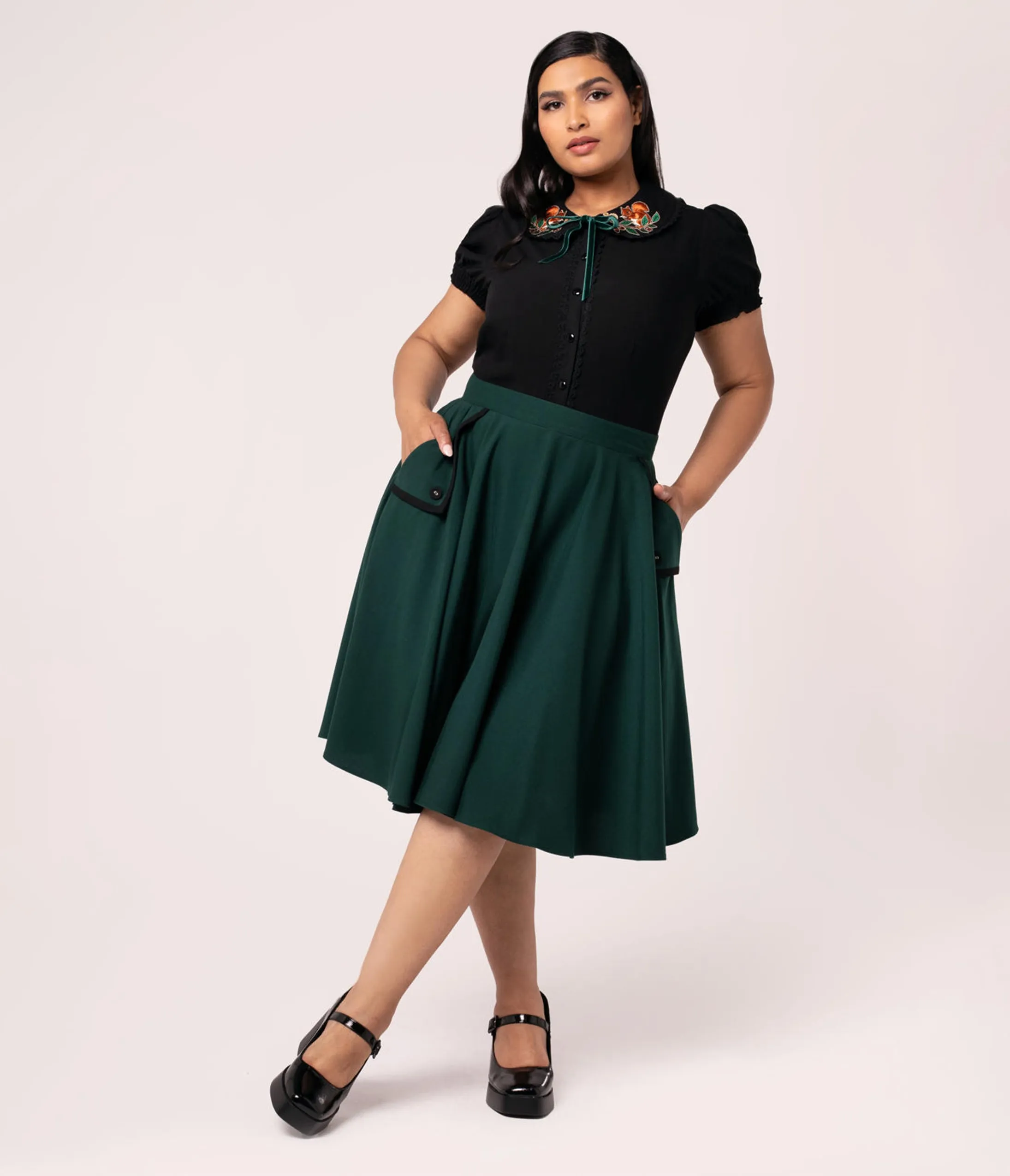 Hell Bunny Green Jessica Swing Skirt sold by Unique Vintage product image thumbnail 2