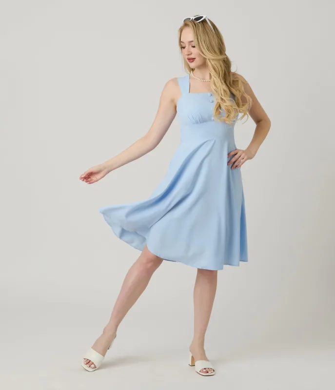 Light Blue Sleeveless Fit & Flare Dress sold by Unique Vintage
