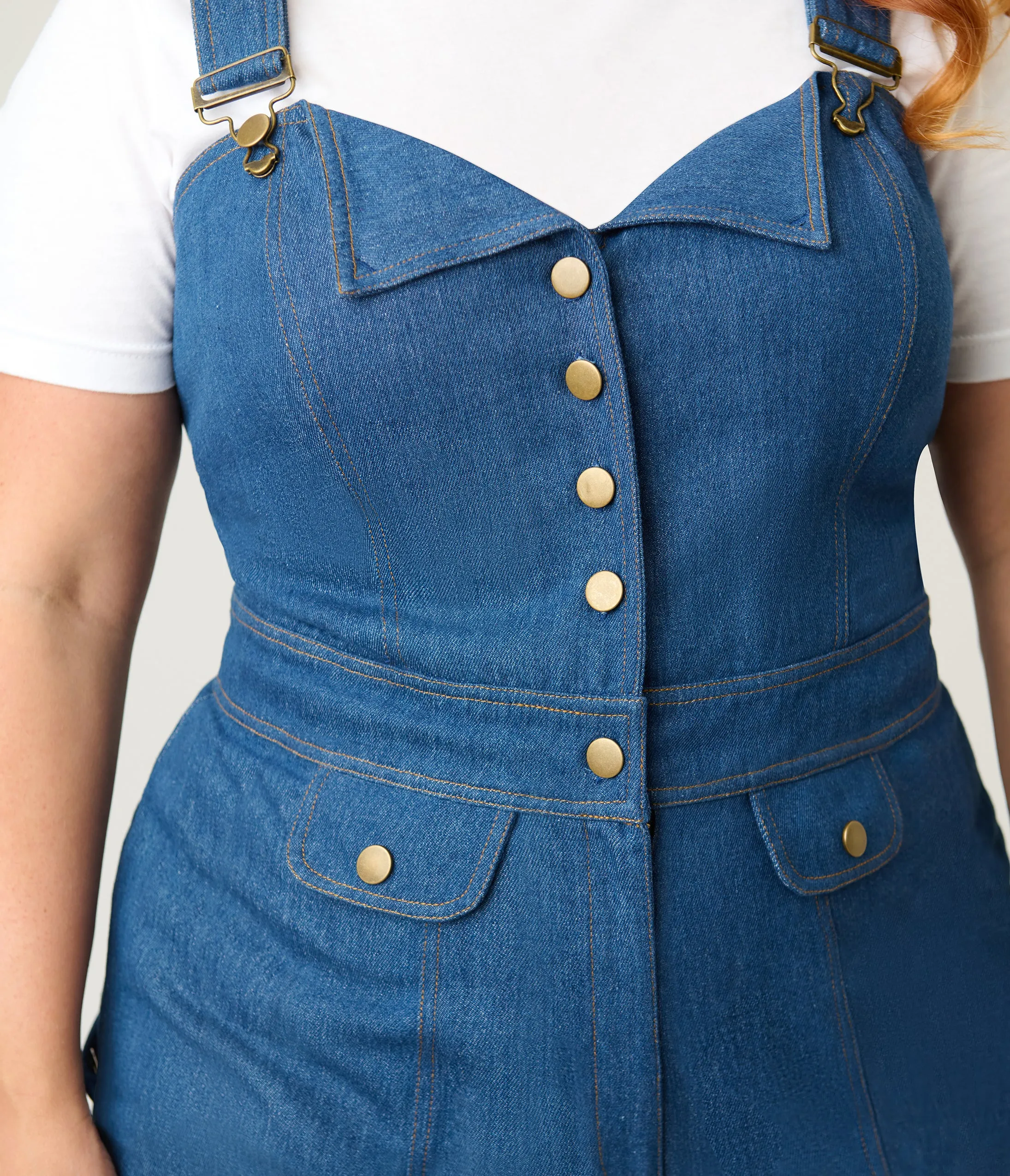 Smak Parlour Plus Size Blue Denim Wide Leg Dungarees sold by Unique Vintage product image thumbnail 5
