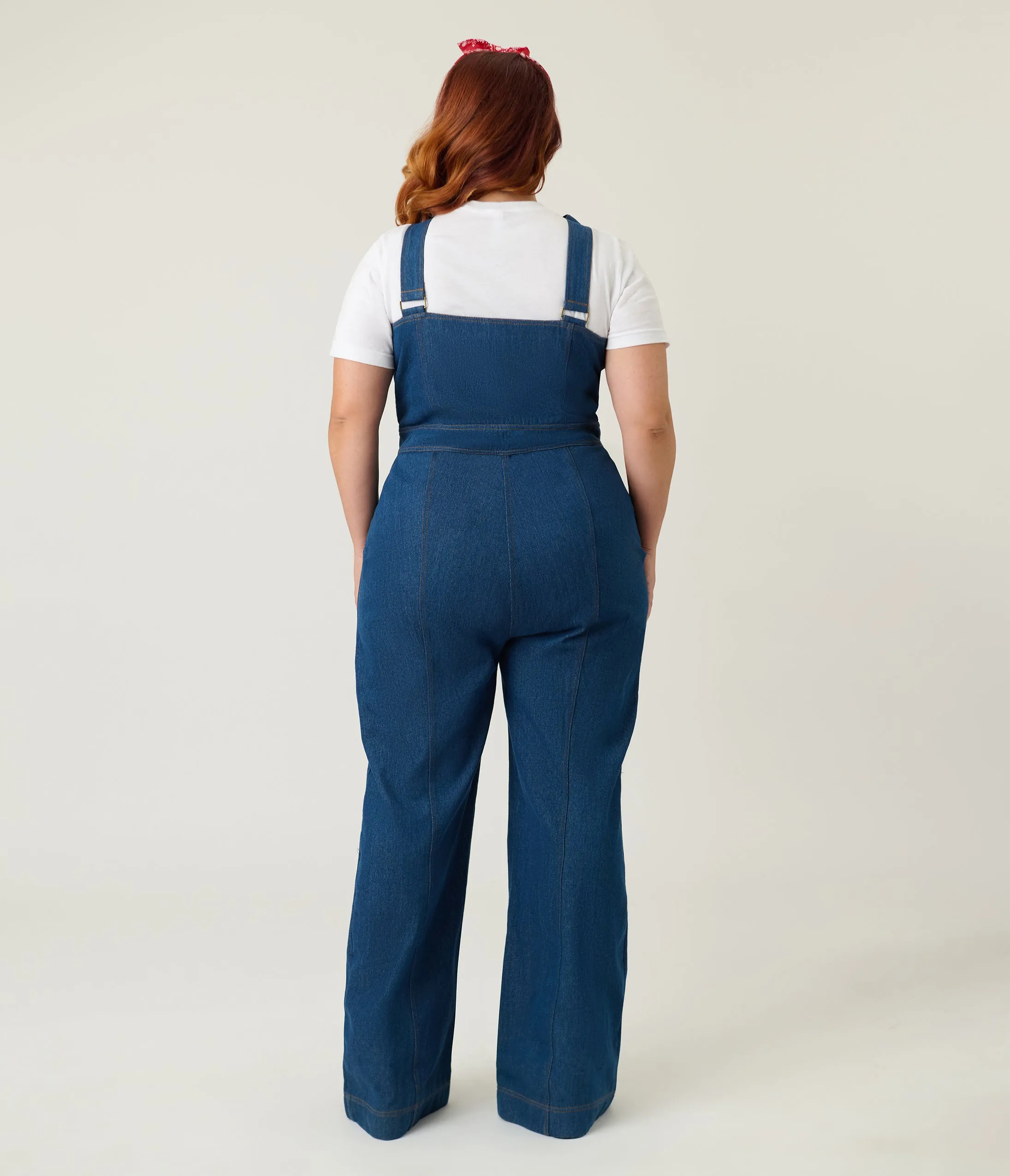 Smak Parlour Plus Size Blue Denim Wide Leg Dungarees sold by Unique Vintage product image thumbnail 2