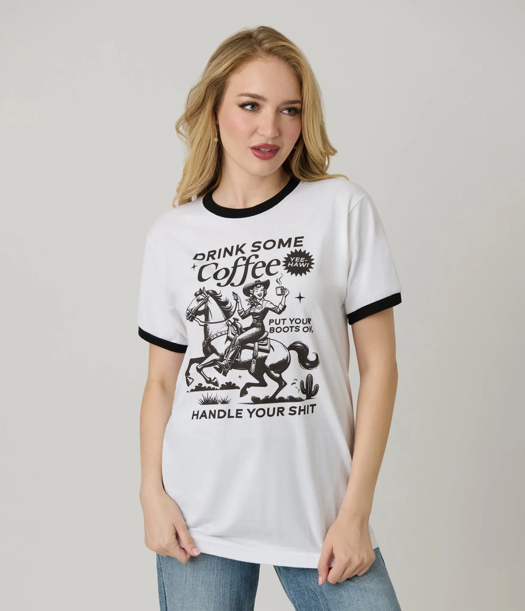 Handle Your Shit Unisex Graphic Ringer Tee sold by Unique Vintage product image thumbnail 3