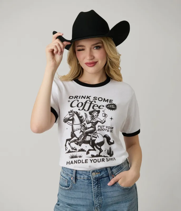 Handle Your Shit Unisex Graphic Ringer Tee sold by Unique Vintage