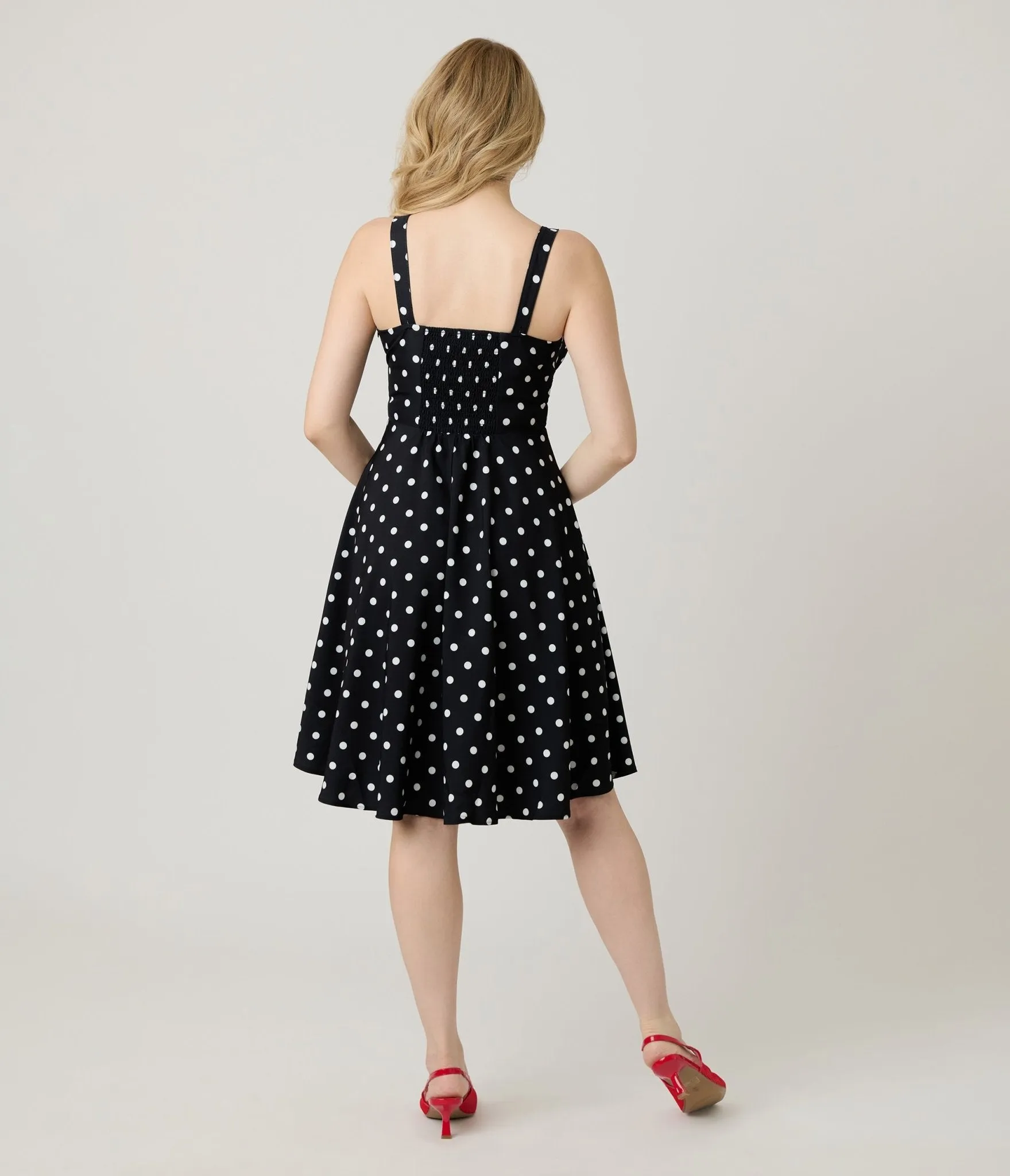 Black & White Polka Dot Sleeveless Fit & Flare Dress sold by Unique Vintage product image thumbnail 2