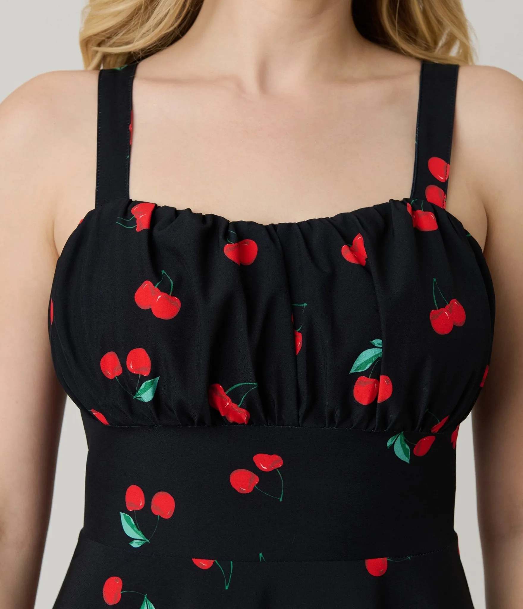 Black Cherry Print Sleeveless Fit & Flare Dress sold by Unique Vintage product image thumbnail 5