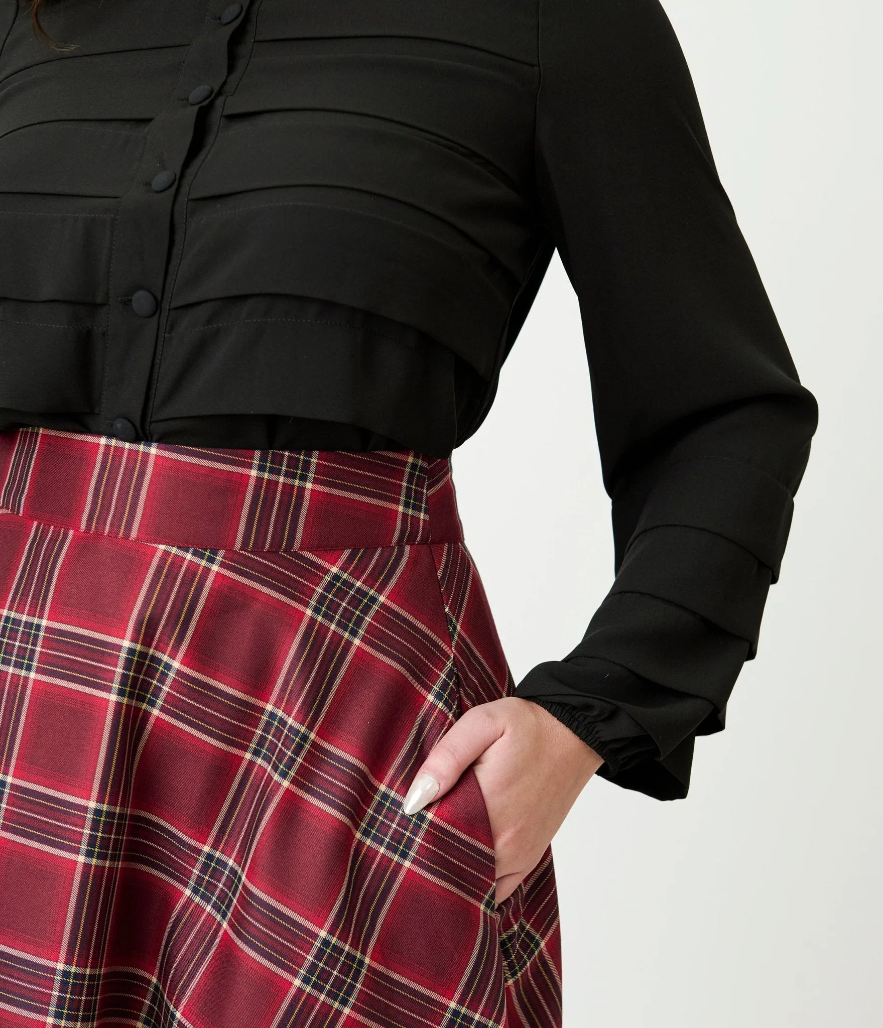 Smak Parlour Black Pleated Front Blouse sold by Unique Vintage product image thumbnail 5