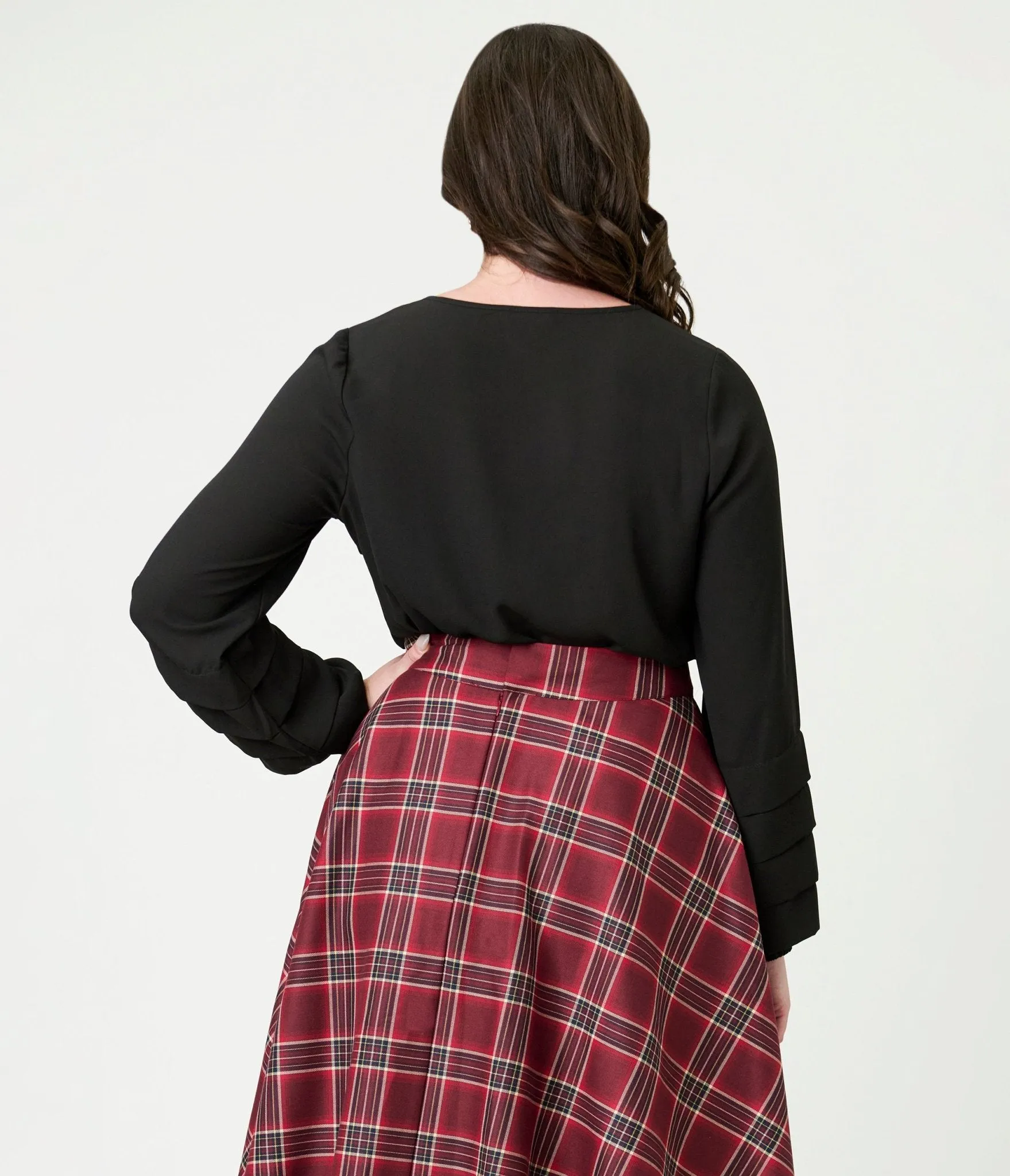 Smak Parlour Black Pleated Front Blouse sold by Unique Vintage product image thumbnail 2