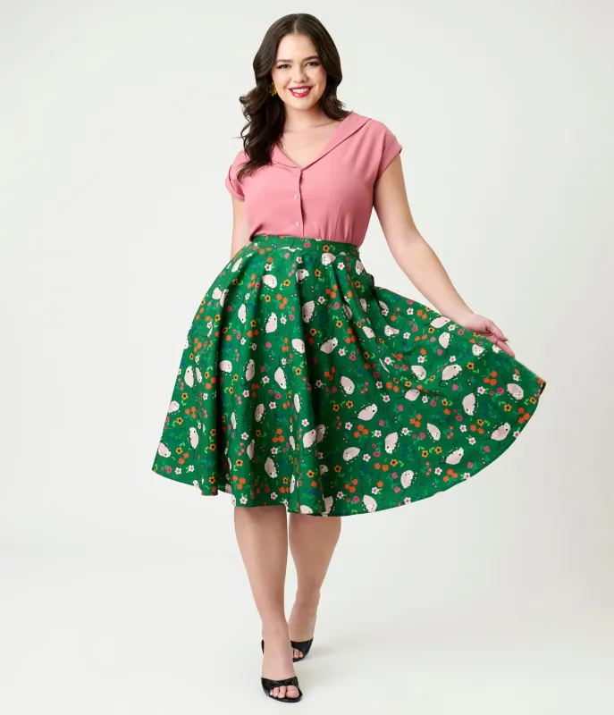 Magnolia Place Green Awesome Opossum Sally Swing Skirt sold by Unique Vintage