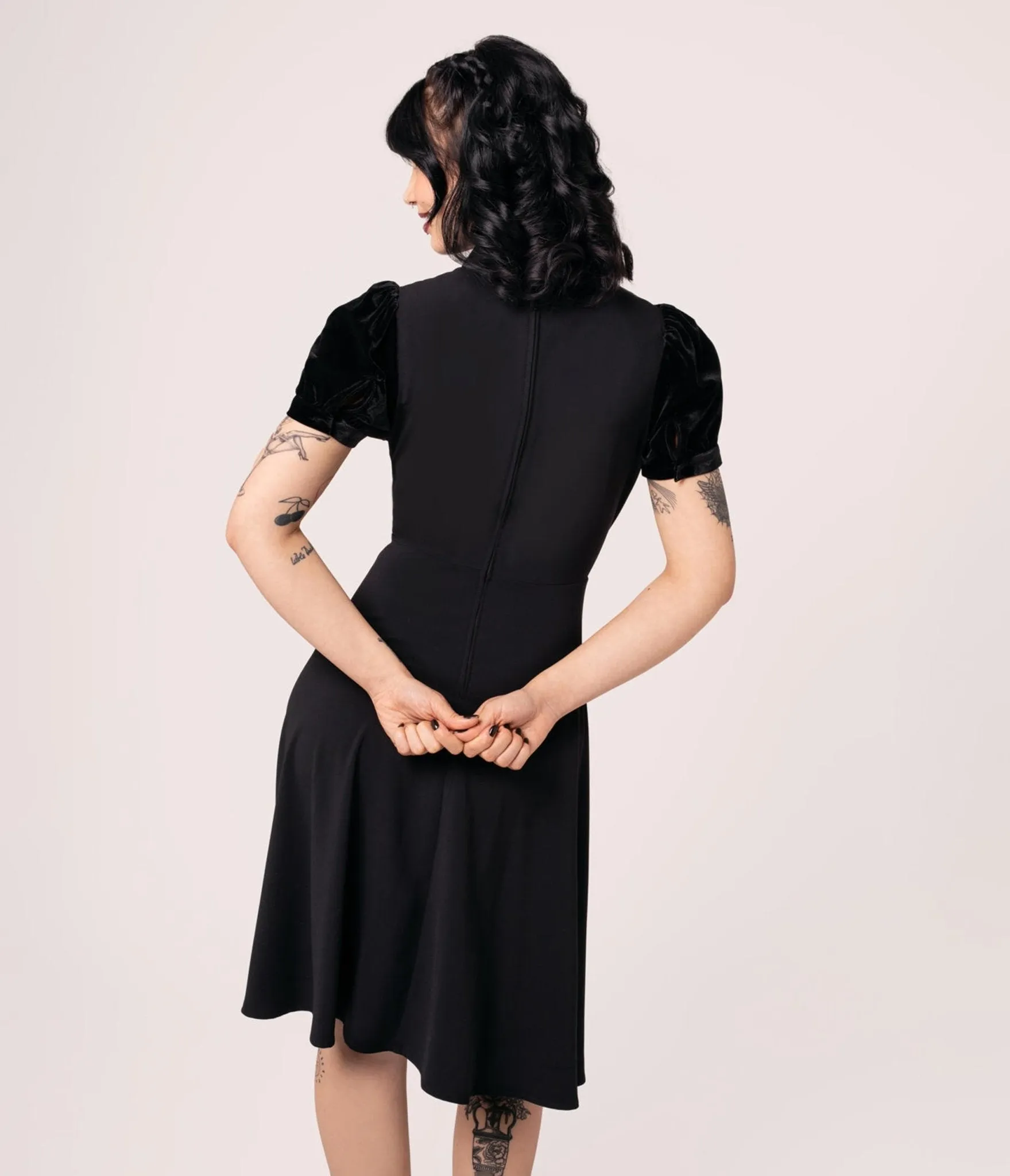 Hell Bunny Black Andrea Flare Dress sold by Unique Vintage product image thumbnail 4