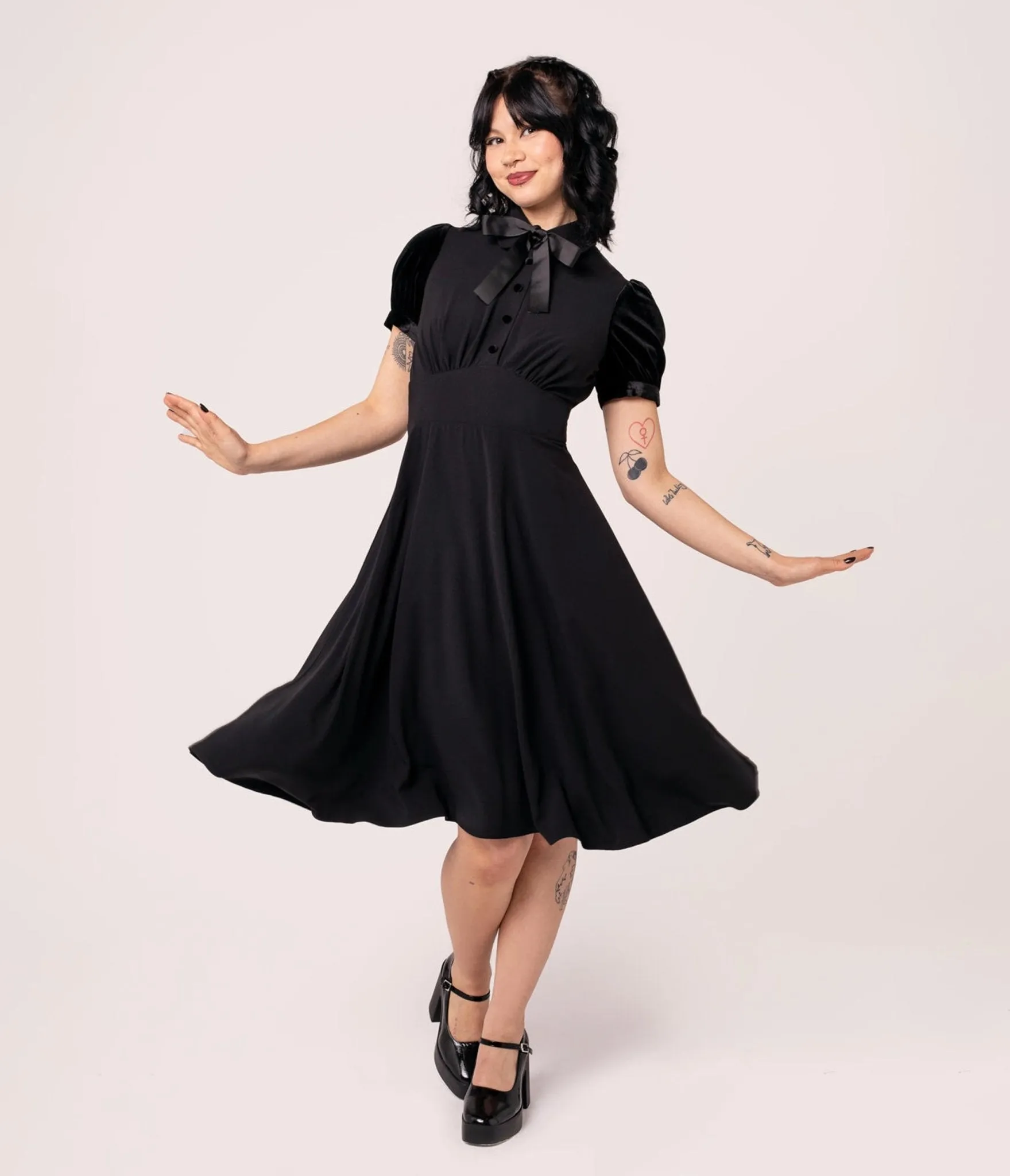Hell Bunny Black Andrea Flare Dress sold by Unique Vintage product image thumbnail 2