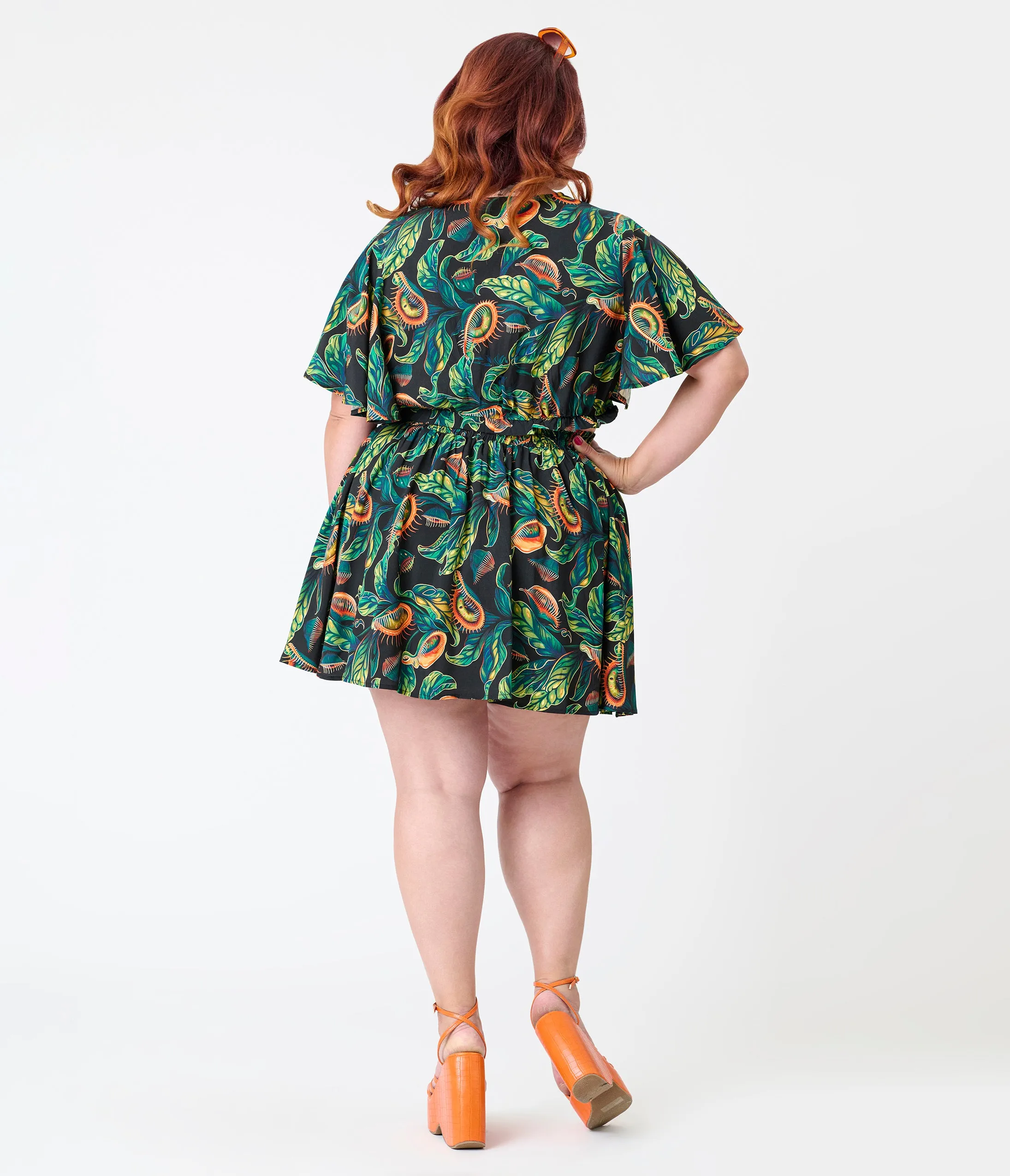 Unique Vintage Plus Size Black & Green Venus Flytrap Print Daryl Skort sold by Unique Vintage product image thumbnail 3