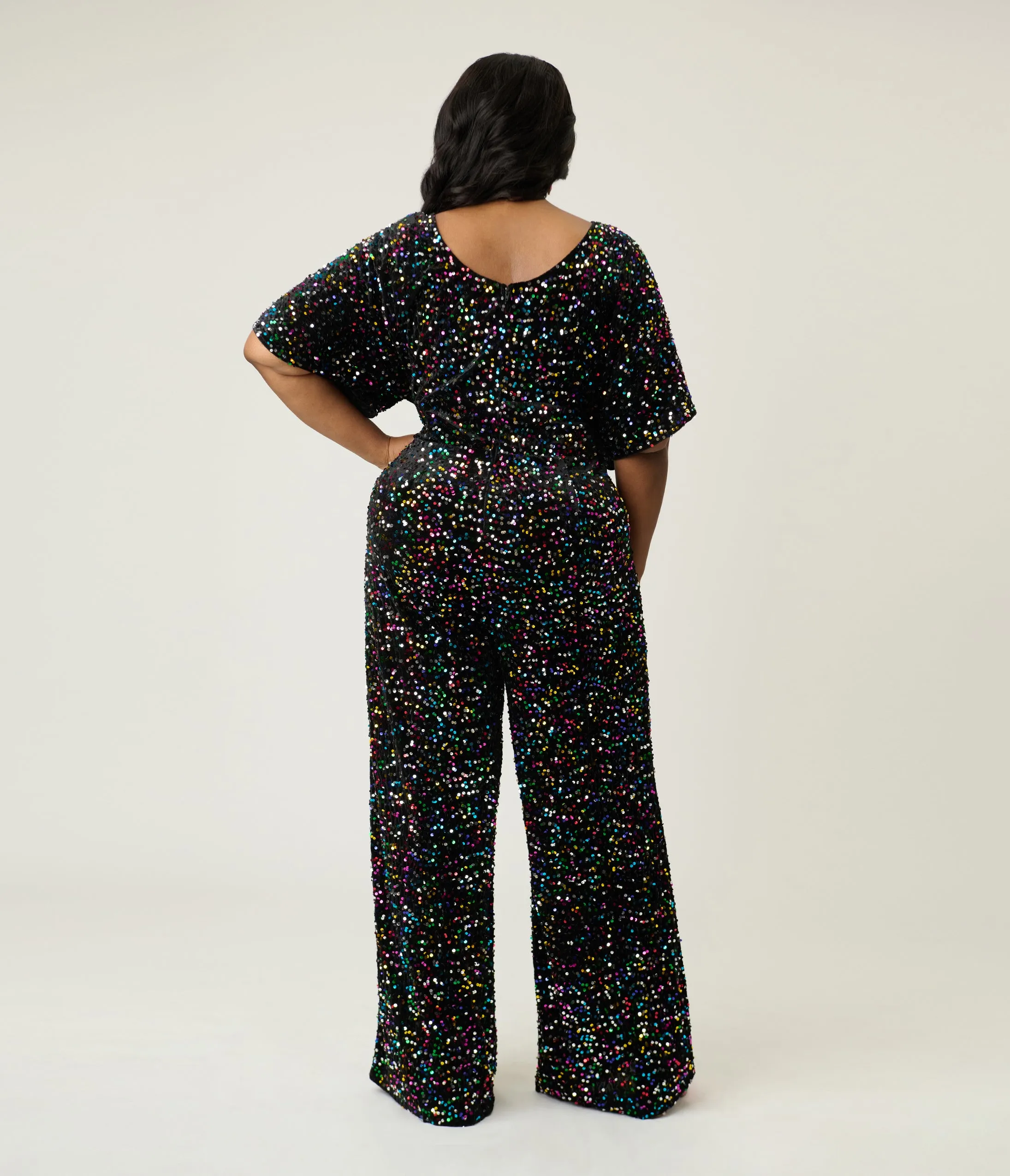 Smak Parlour Plus Size Rainbow Sequin Wide Leg Jumpsuit sold by Unique Vintage product image thumbnail 2