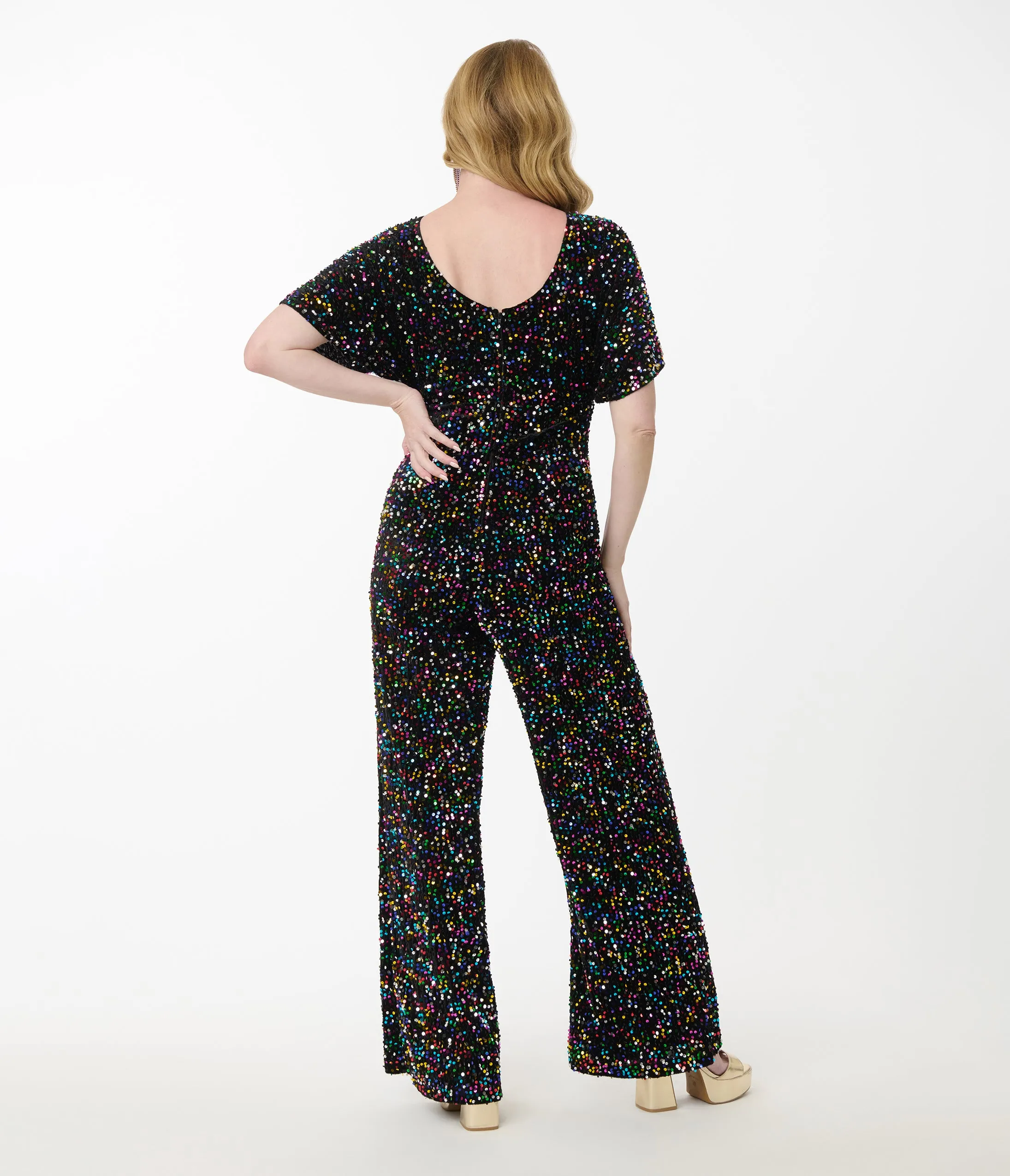 Smak Parlour Rainbow Sequin Wide Leg Jumpsuit sold by Unique Vintage product image thumbnail 3