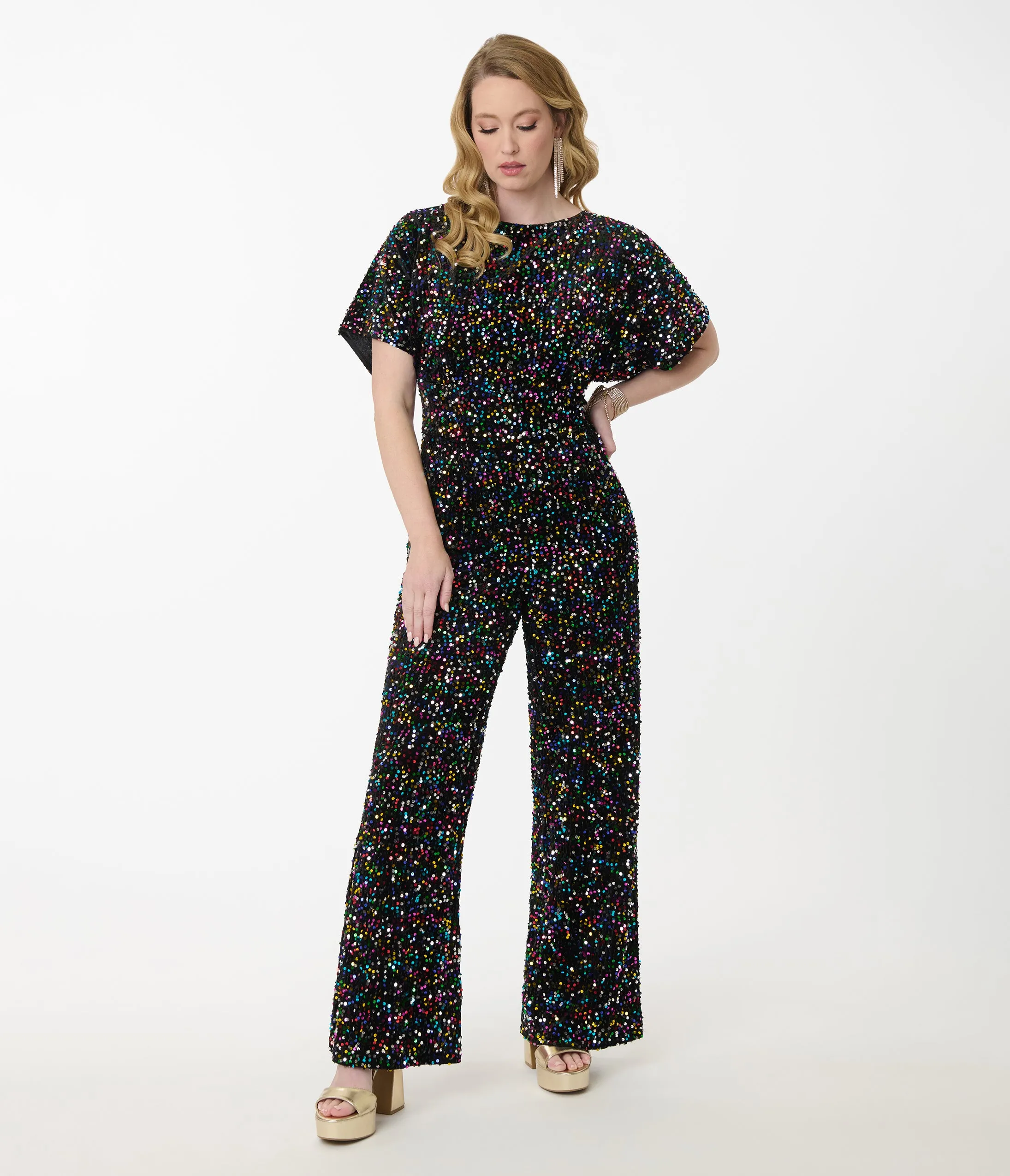 Smak Parlour Rainbow Sequin Wide Leg Jumpsuit sold by Unique Vintage product image thumbnail 4