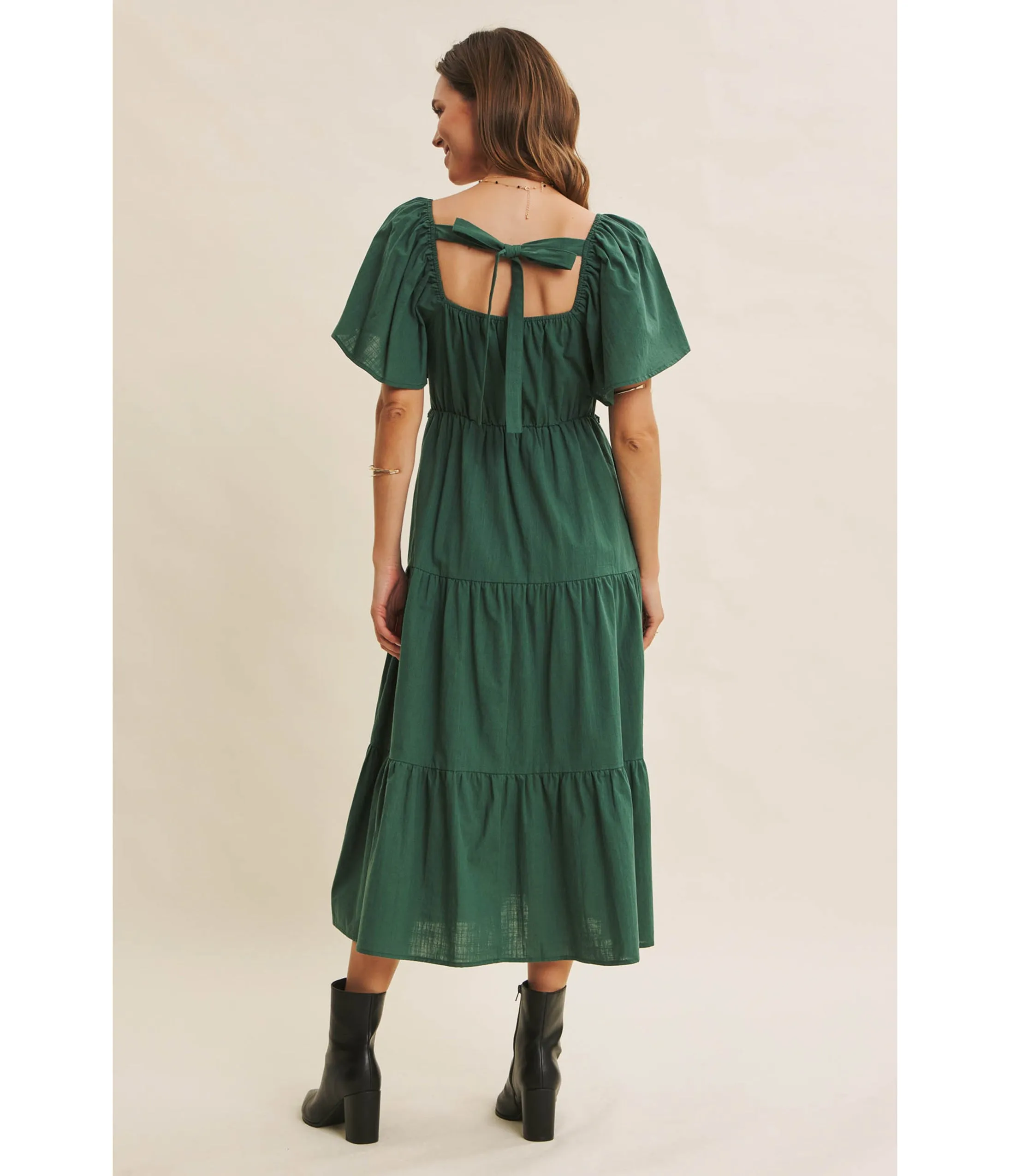 Forest Green Tiered Midi Dress sold by Unique Vintage product image thumbnail 2