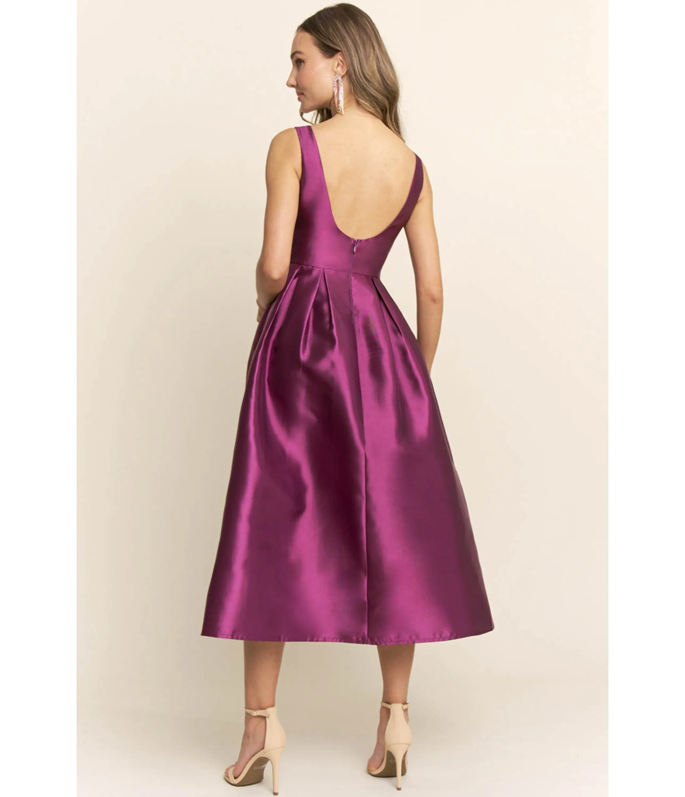Plum Shimmer Sleeveless Midi Dress sold by Unique Vintage product image thumbnail 2