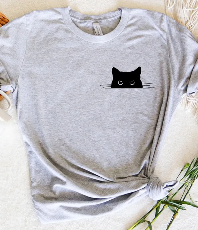 Peeking Cat Unisex Graphic Tee sold by Unique Vintage