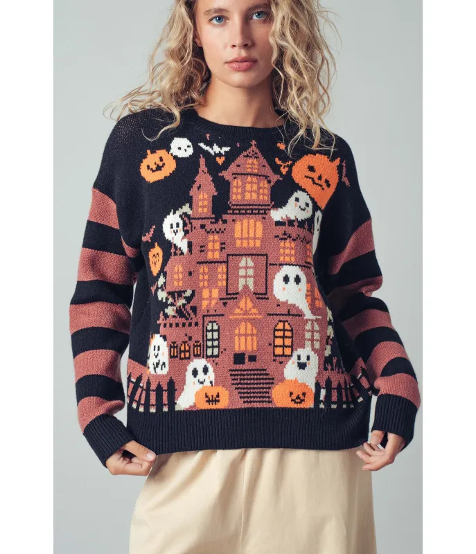 Haunted House Sweater sold by Unique Vintage