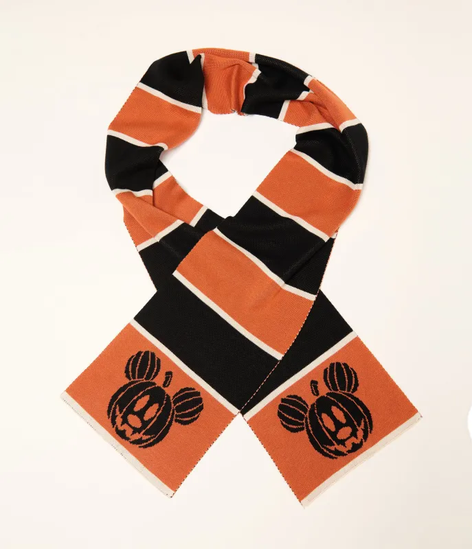 Disney Mickey & Friends Collection by Unique Vintage Mickey Jack-O-Lantern Striped Knit Scarf sold by Unique Vintage