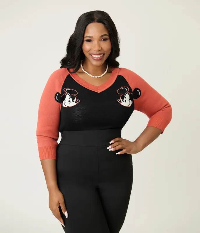 Disney Mickey & Friends Collection by Unique Vintage Plus Size Black & Orange Mickey Sweater sold by Unique Vintage