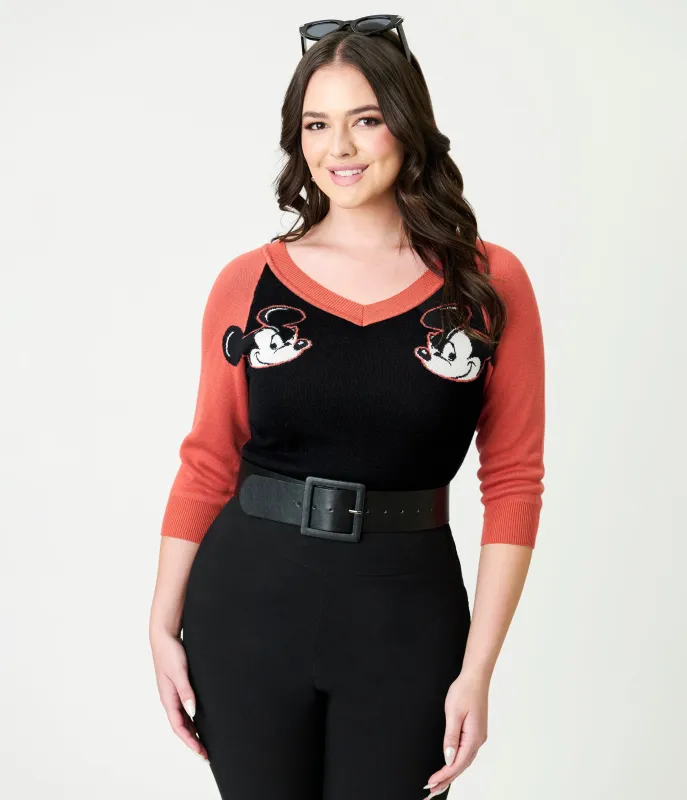 Disney Mickey & Friends Collection by Unique Vintage Black & Orange Mickey Sweater sold by Unique Vintage