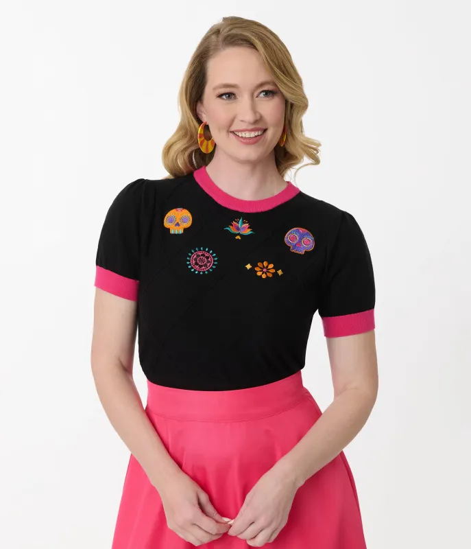 Unique Vintage Day of the Dead Embroidered Sweater sold by Unique Vintage