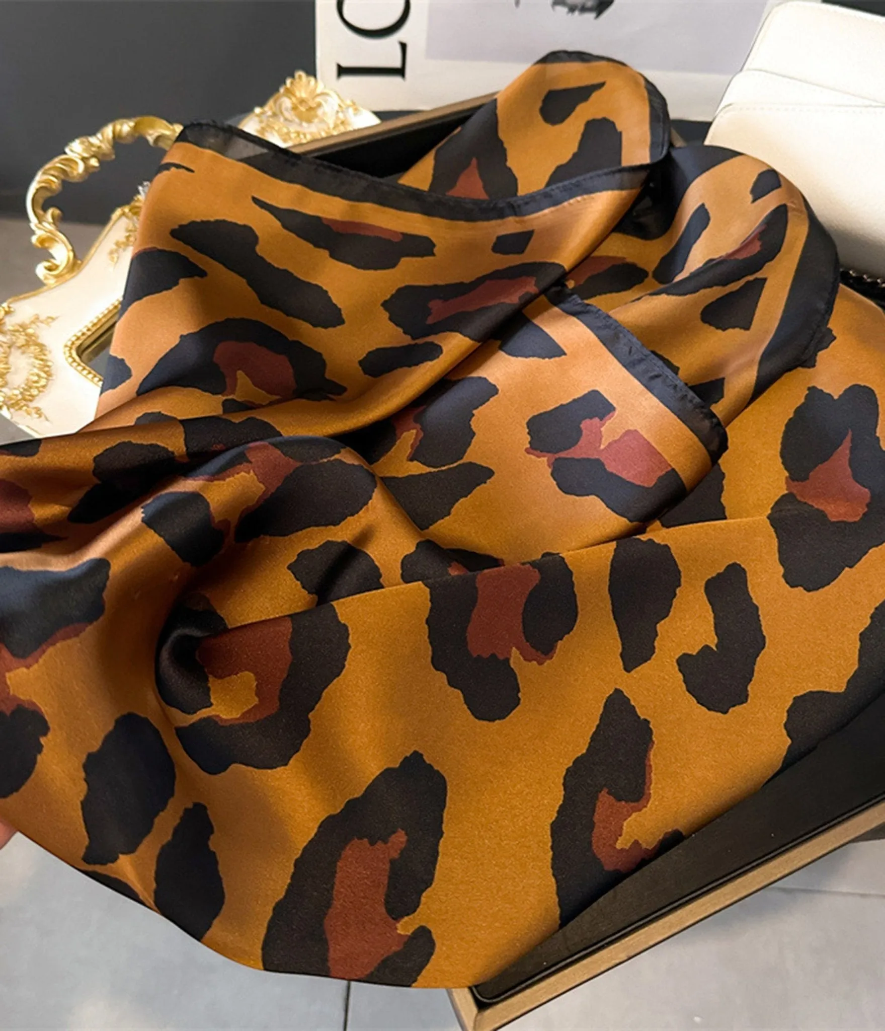 Leopard Print Satin Hair Scarf sold by Unique Vintage product image thumbnail 3