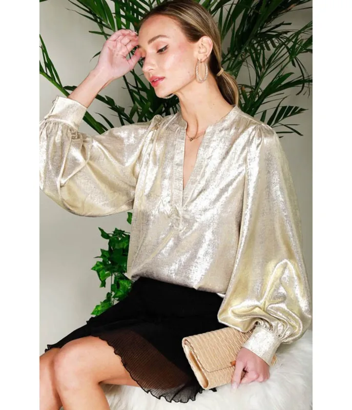 Gold Long Sleeve Blouse sold by Unique Vintage