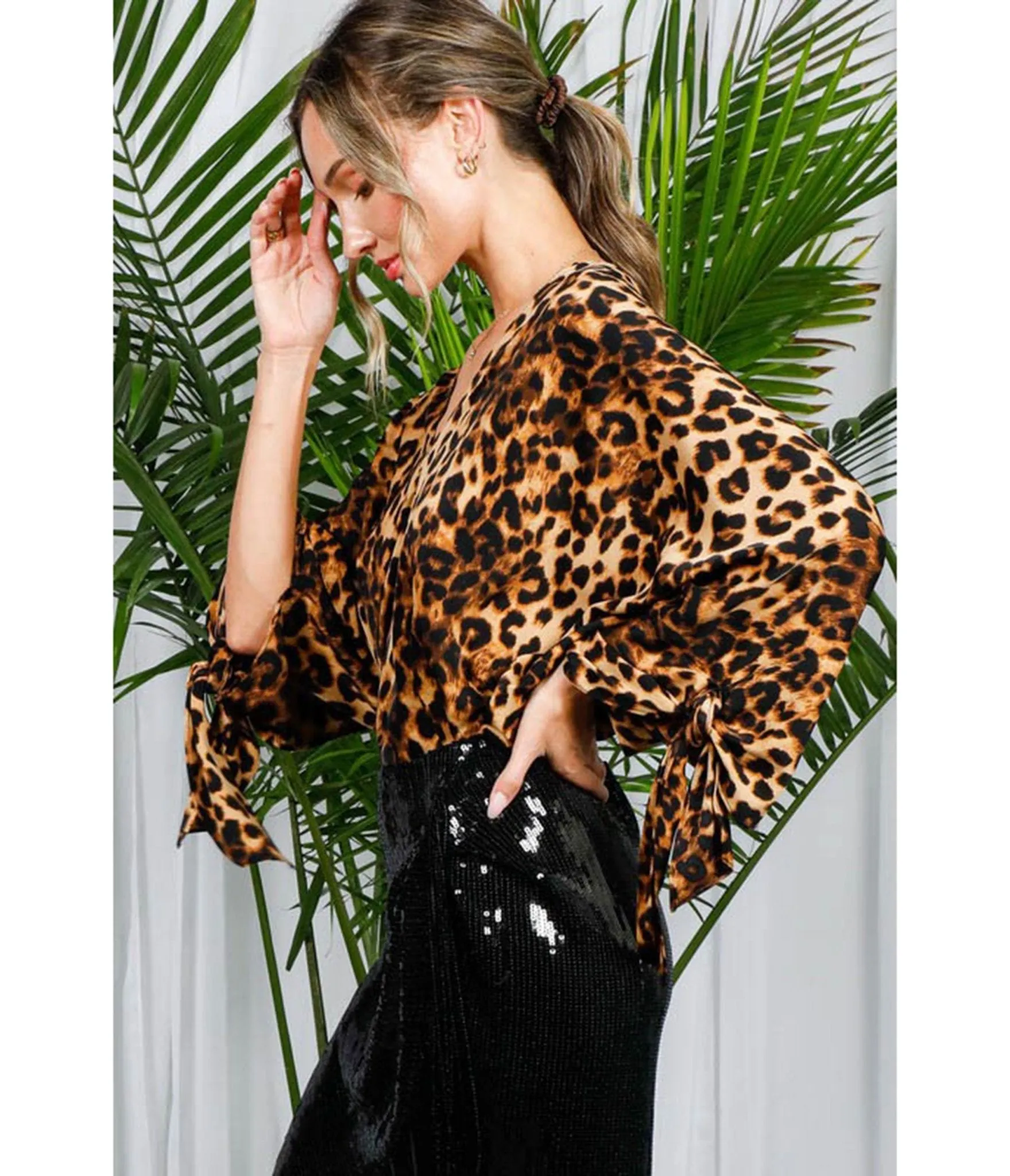 Leopard Print Dolman Sleeve Blouse sold by Unique Vintage product image thumbnail 3