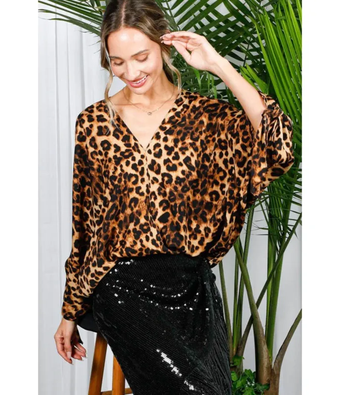 Leopard Print Dolman Sleeve Blouse sold by Unique Vintage