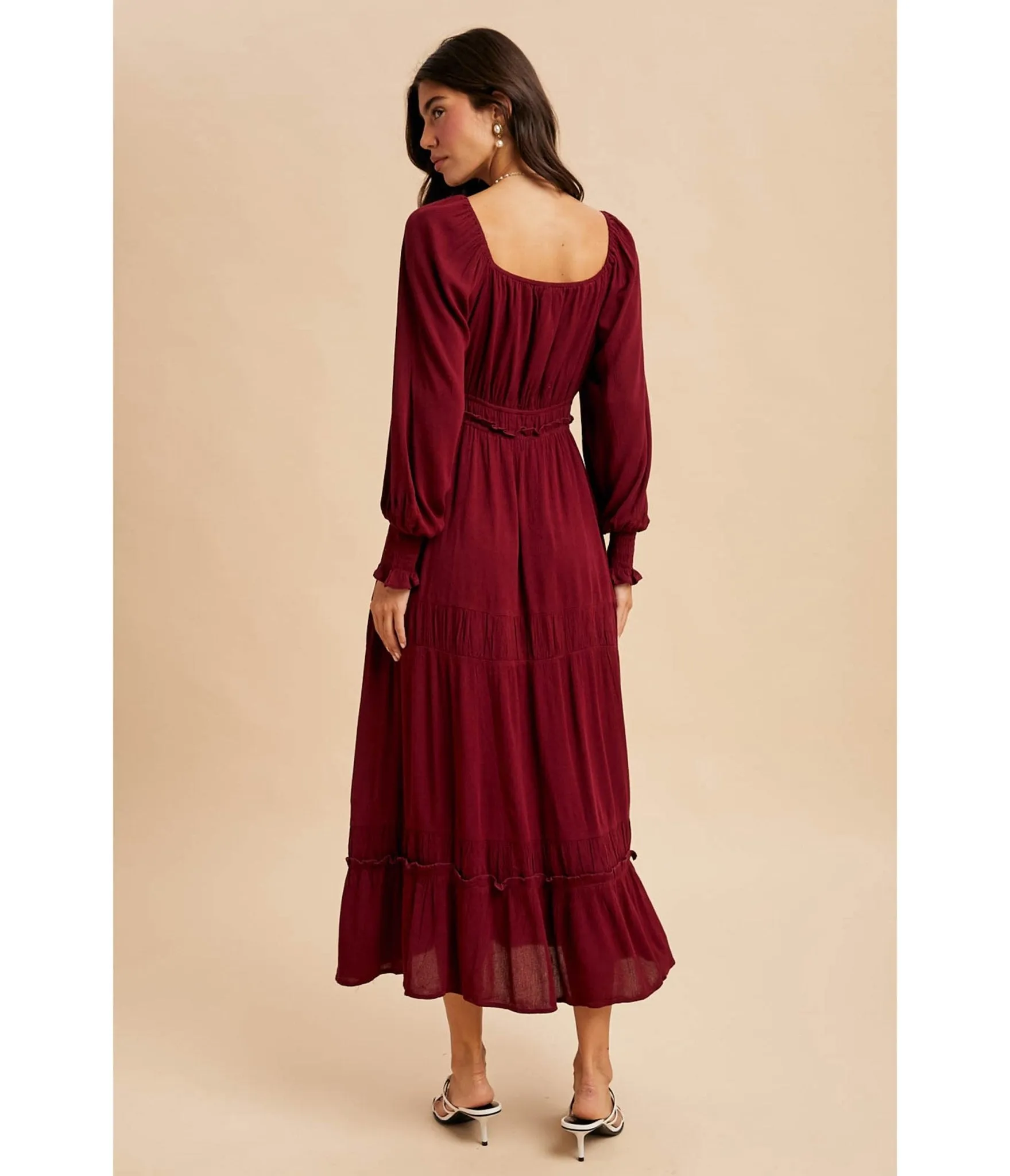 Merlot Square Neck Maxi Dress sold by Unique Vintage product image thumbnail 2