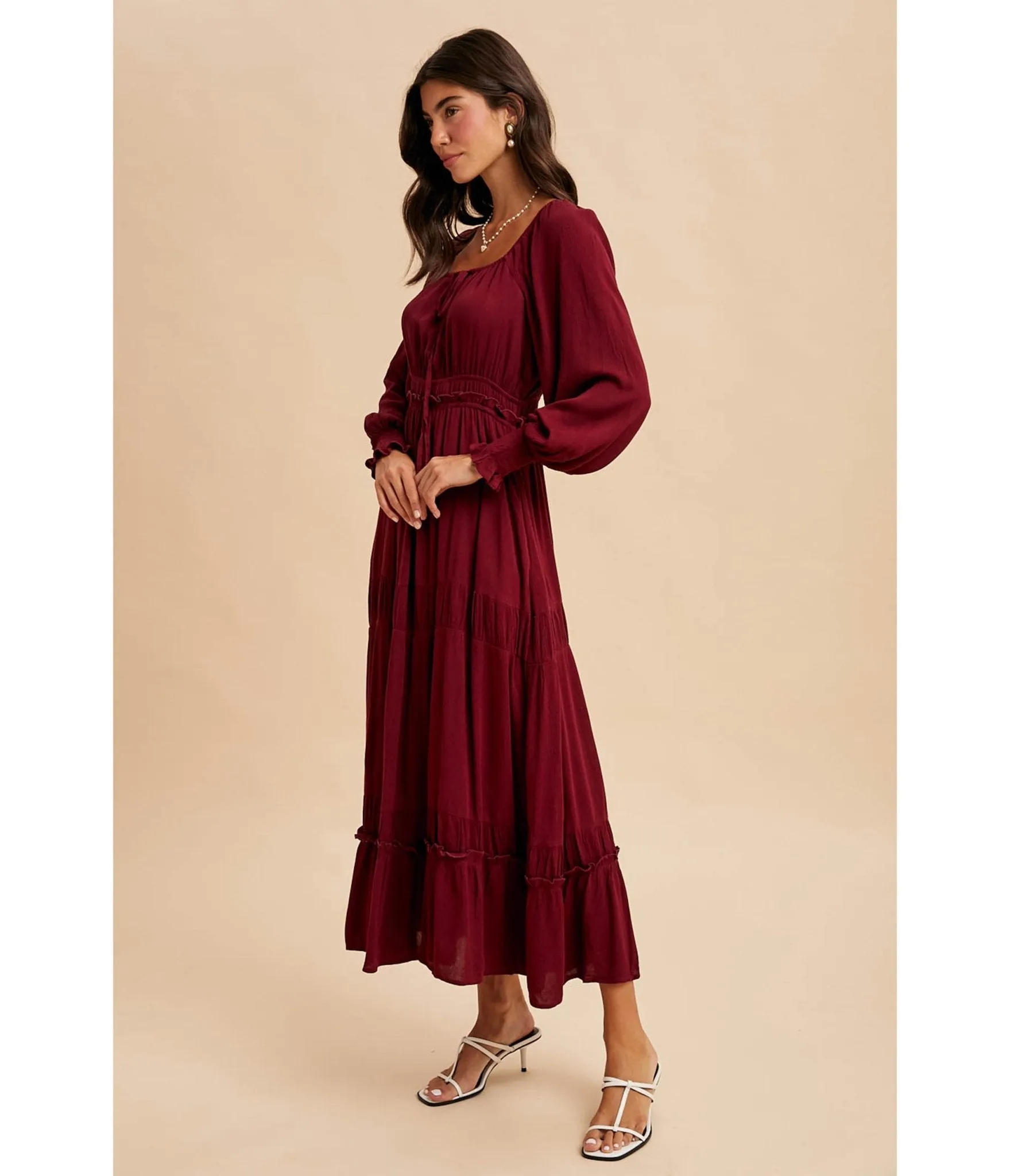 Merlot Square Neck Maxi Dress sold by Unique Vintage product image thumbnail 3