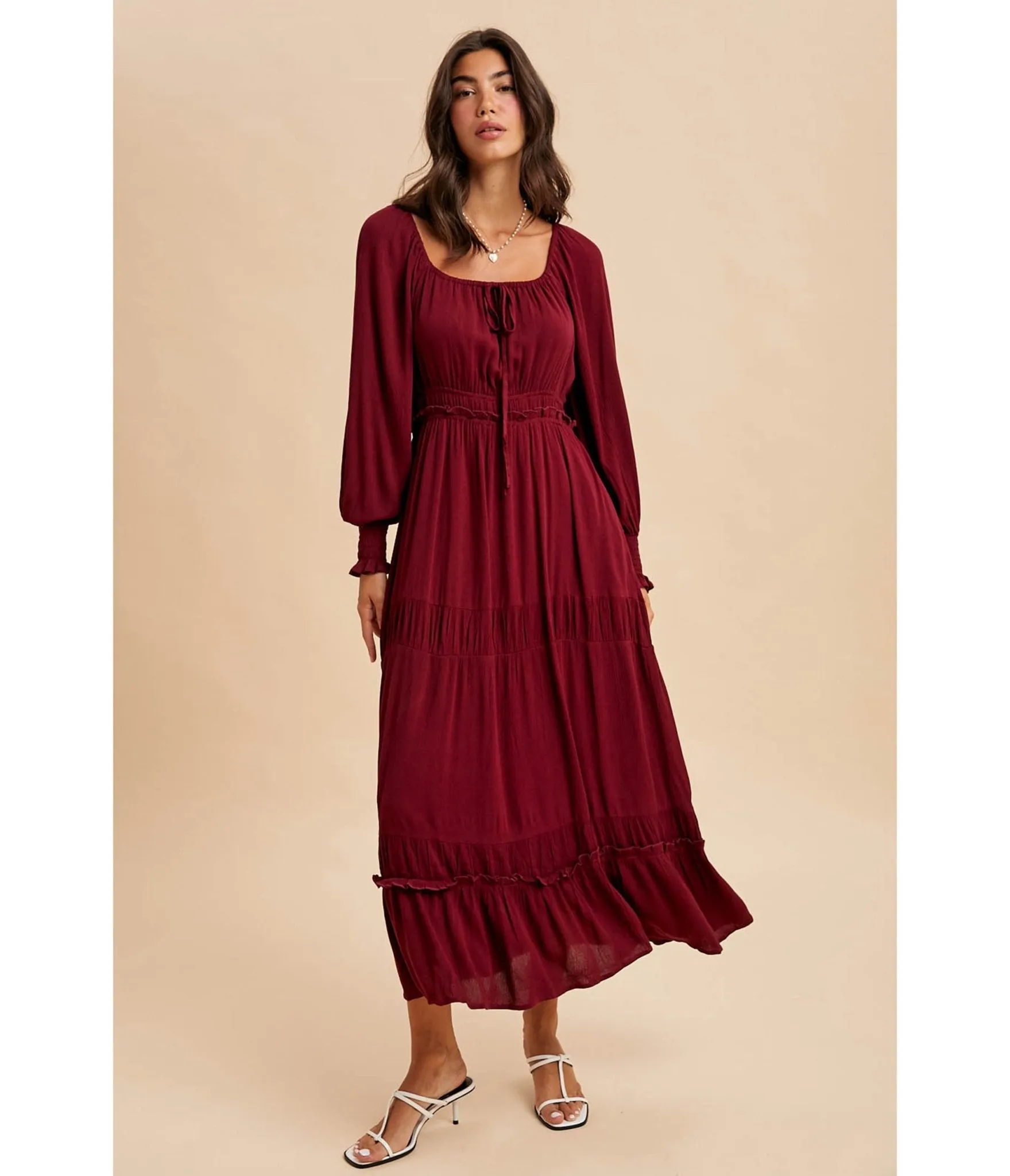 Merlot Square Neck Maxi Dress sold by Unique Vintage