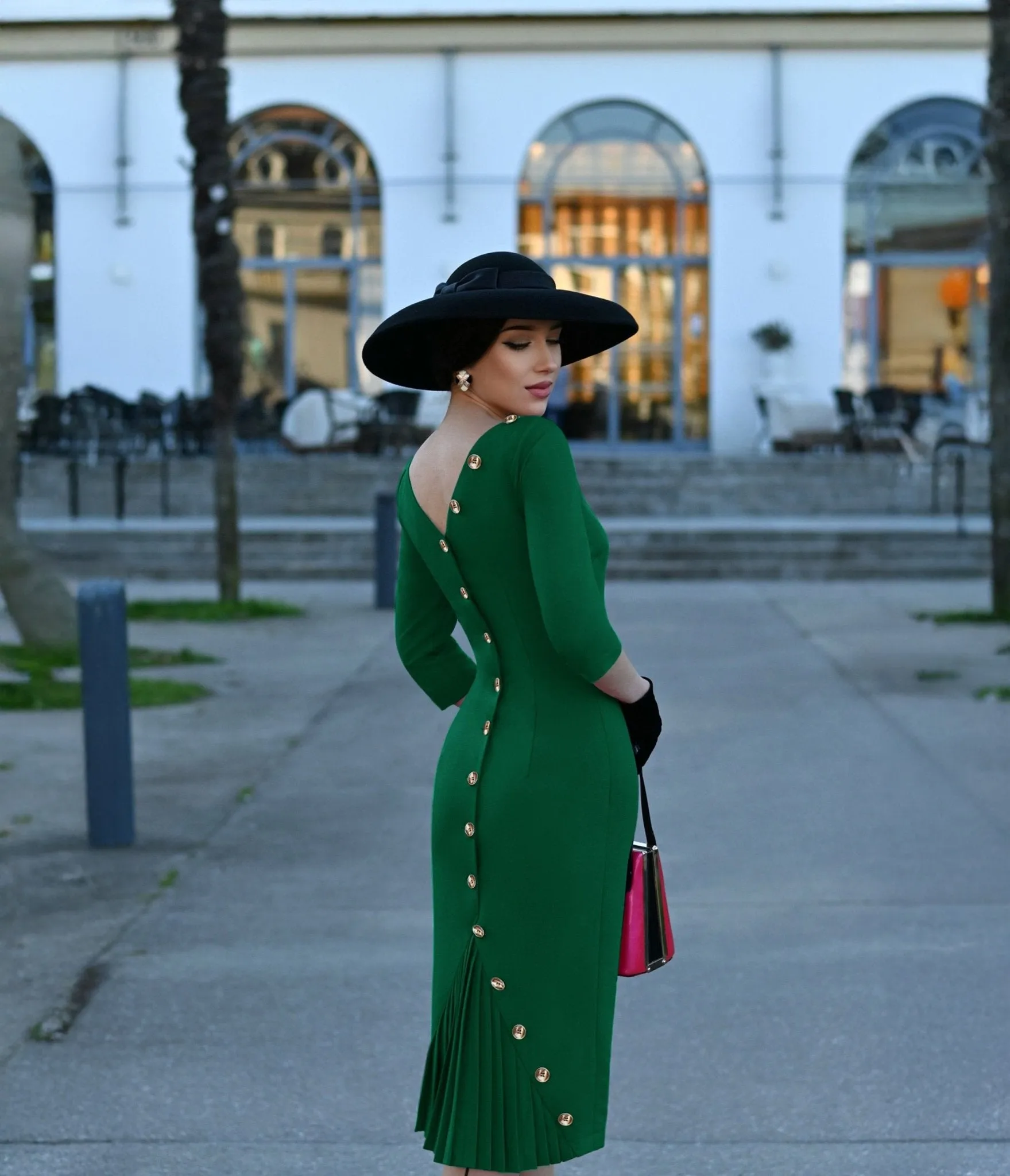 Heart My Closet Green Pleated Back Deborah Pencil Dress sold by Unique Vintage product image thumbnail 3