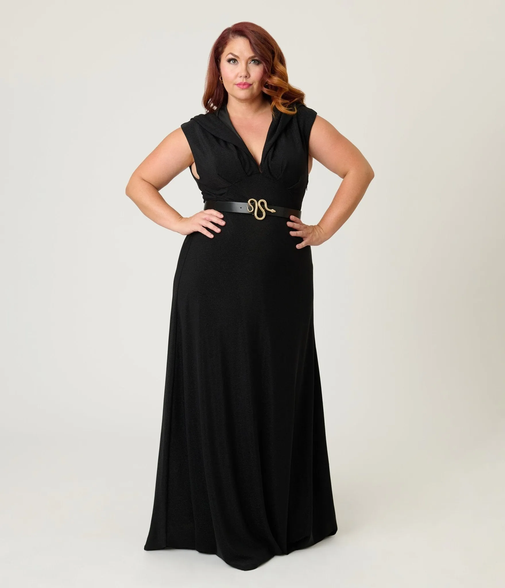 Unique Vintage Plus Size Black Shimmer Snake Hooded Maxi Dress sold by Unique Vintage product image thumbnail 3